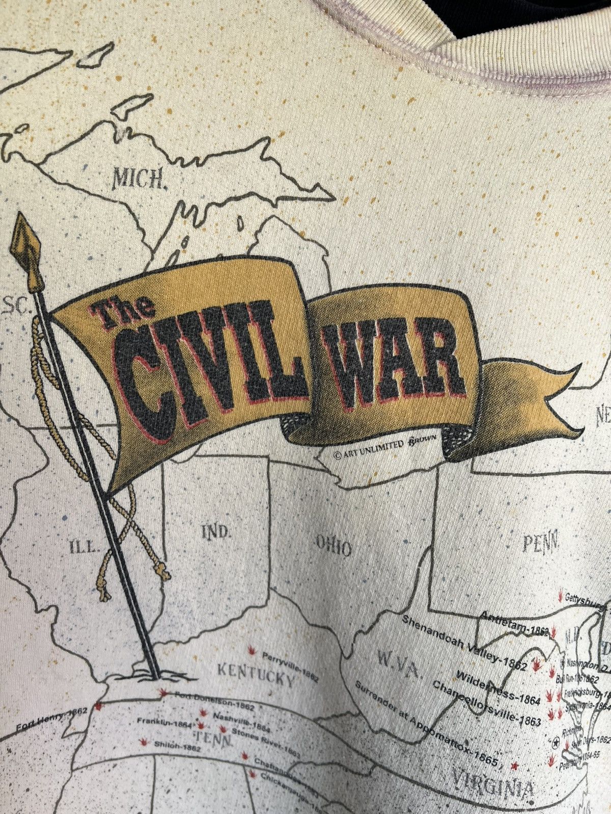 Arts & Science 90s Civil War Map America USA Art Unlimited AOP Crewneck Size US L / EU 52-54 / 3 - 6 Thumbnail