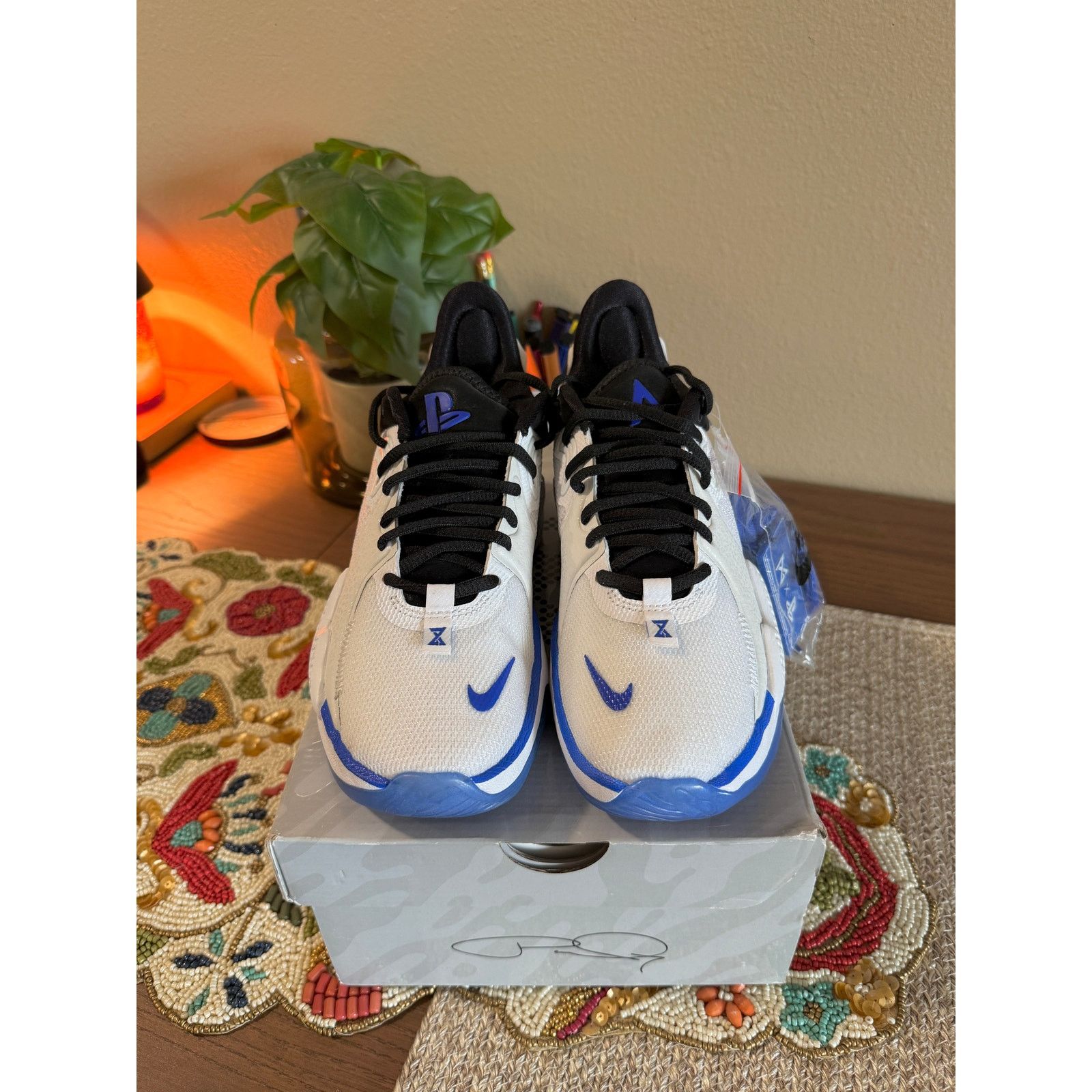 Nike × Sony Nike PG 5 Playstation White Crimson Tint Blue Black PS5 Size US 5.5 / EU 38 - 3 Thumbnail