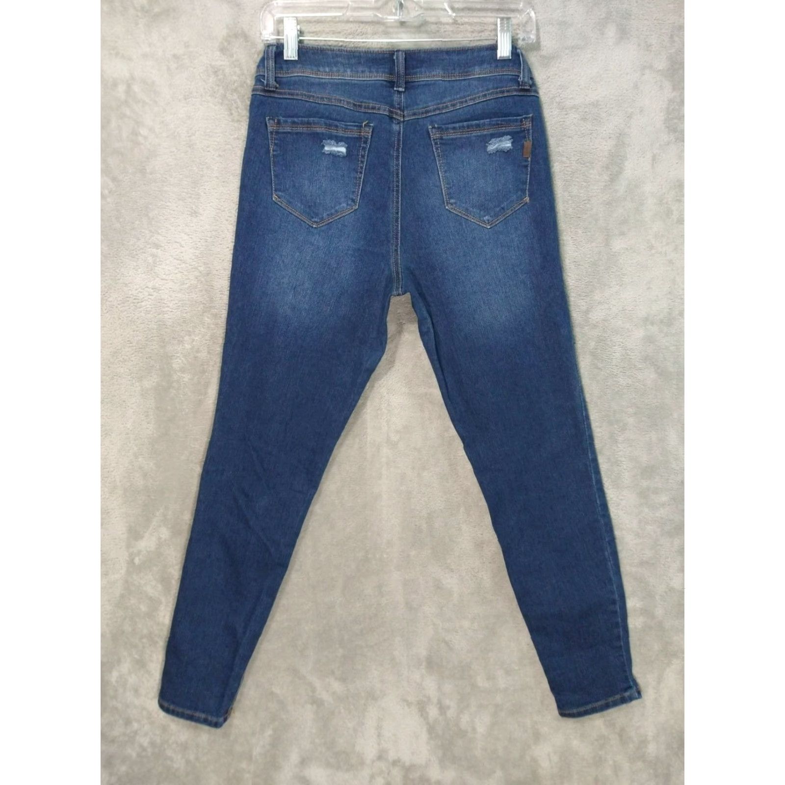 Denime VINTAGE 1822 Jeans Womens 8 Blue Denim Adrianna Skinny Mid Rise Ankle Distressed Dark Pattern: Solid 5-Pocket Design Size 30" / US 8 / IT 44 - 2 Thumbnail