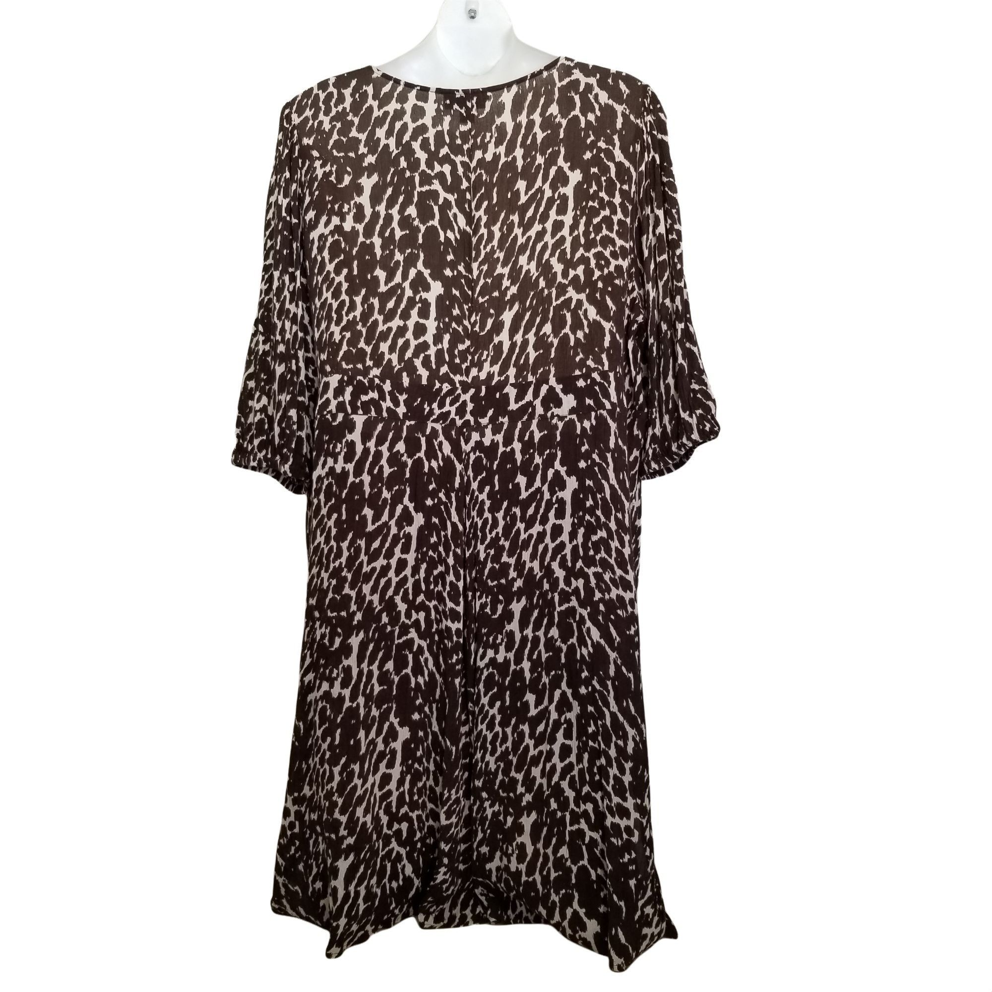 Other Roamans 30W Leopard Animal Print Dress Modest Button Front V Size 4XL / US 24-26 - 2 Thumbnail
