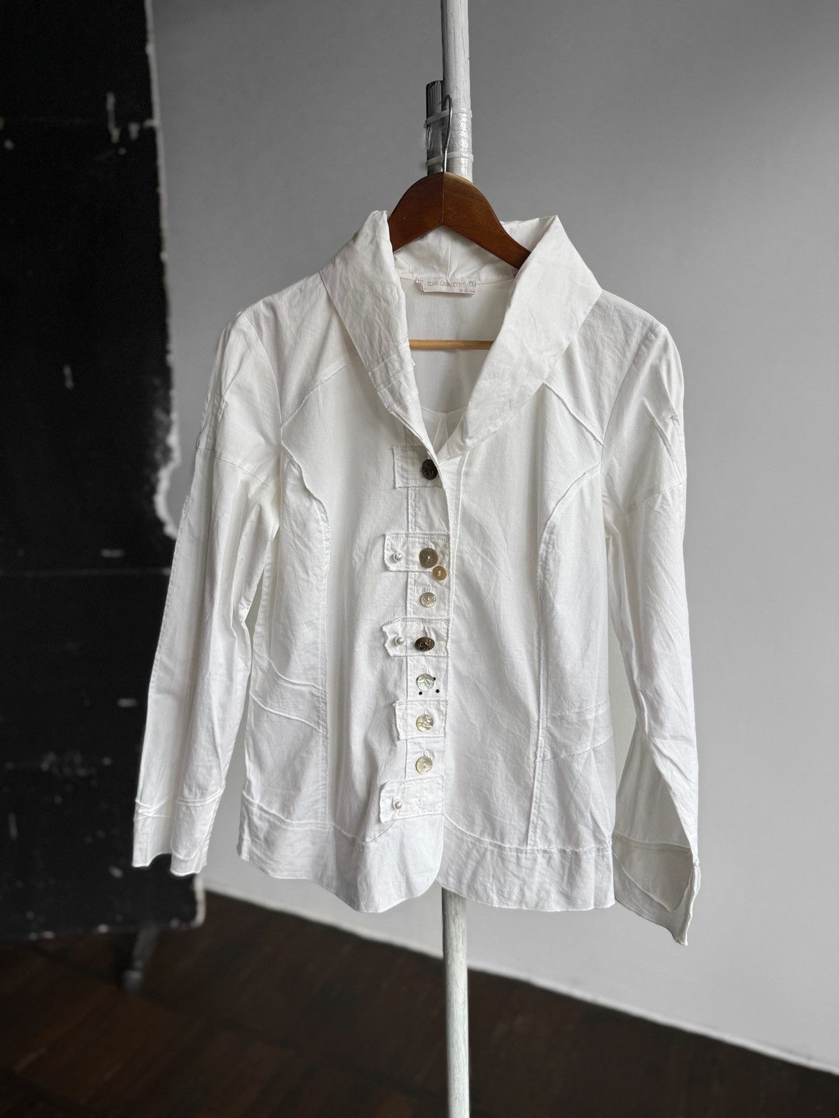 Elisa Cavaletti Elisa Cavaletti Italy Womens White LS Button-Up Blouse Shirt Size M / US 6-8 / IT 42-44 - 1 Thumbnail