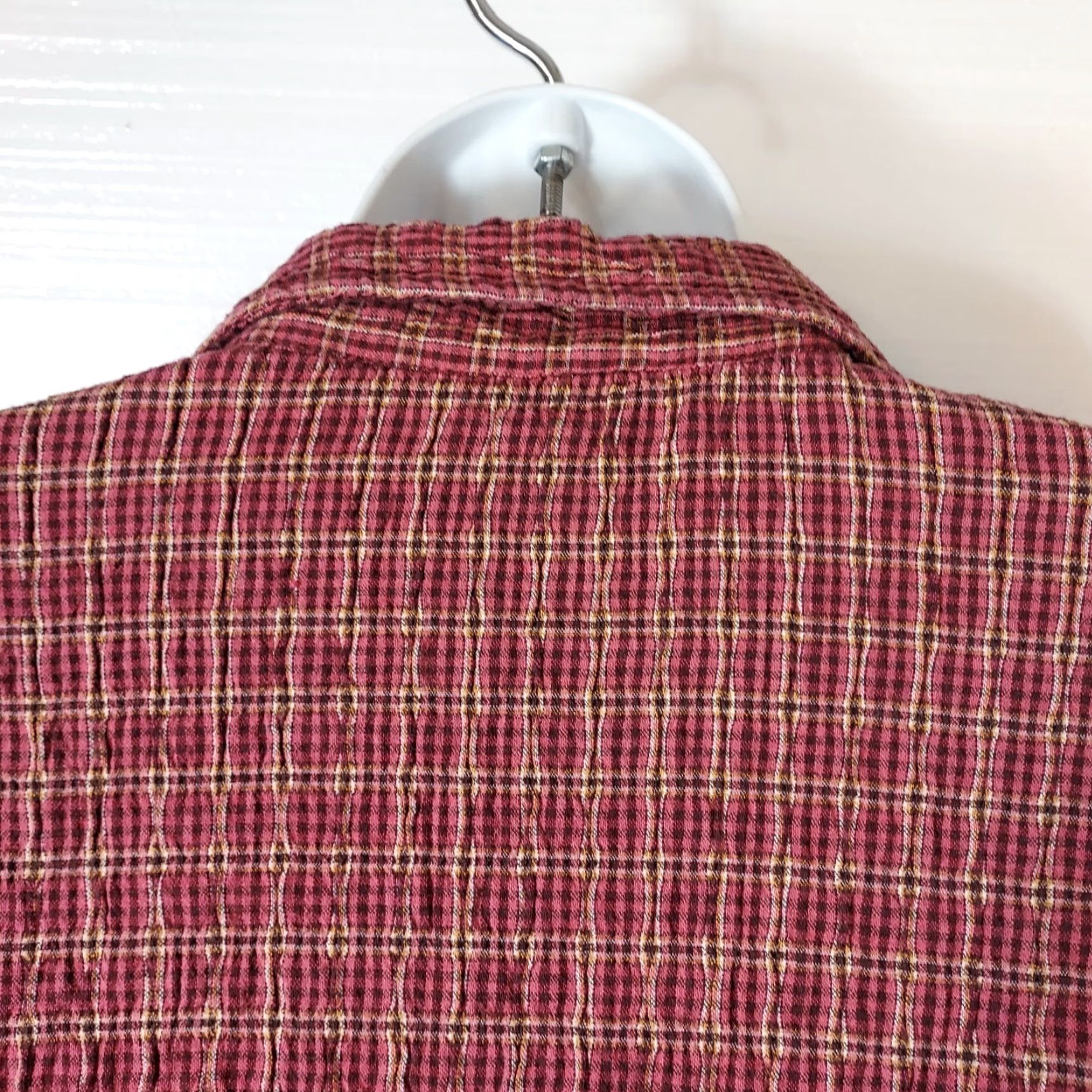 Vintage Woolrich Shirt Women's L Button-Up Plaid Flannel Long Sleeve Brown Mulberry Casual Workwear - Outdoor, Fall, Spring, Winter - Regular Fit Size L / US 10 / IT 46 - 7 Thumbnail