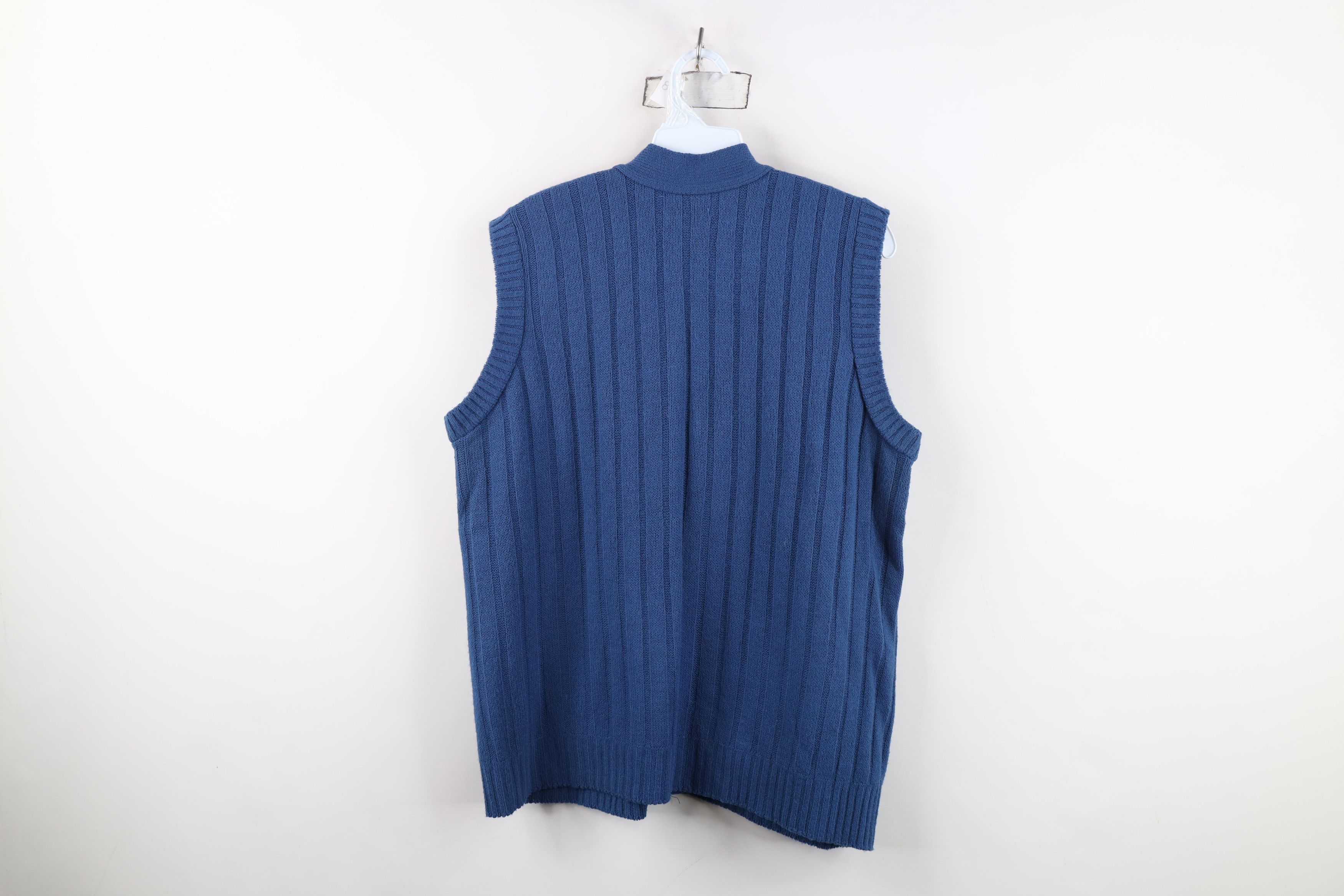 Vintage Vintage 50s Streetwear Ribbed Knit Sweater Vest Blue USA Size XL / US 12-14 / IT 48-50 - 9 Thumbnail