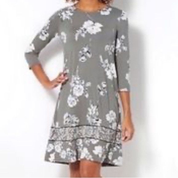 J. Jill J Jill wearever collection Floral 3/4 sleeve dress size Med Size M / US 6-8 / IT 42-44 - 1 Thumbnail
