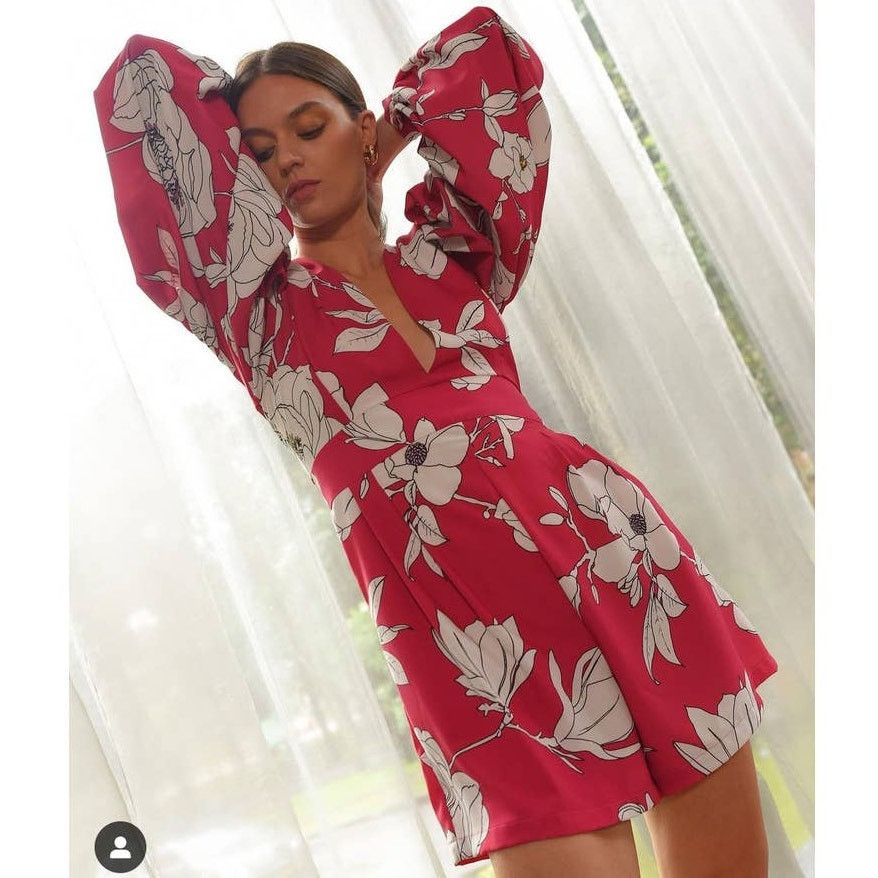 Anthropologie New Anthropologie x NMZ Deep-V Floral Romper $228 SMALL Size 28" / US 6 / IT 42 - 1 Thumbnail