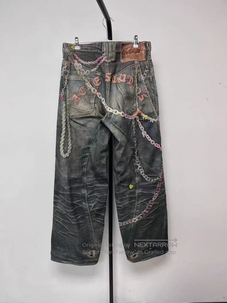 Acne Studios Acne Studios Candy Chain 3D Printed Loose Low-Rise Wide-Le Size 39" - 2 Thumbnail