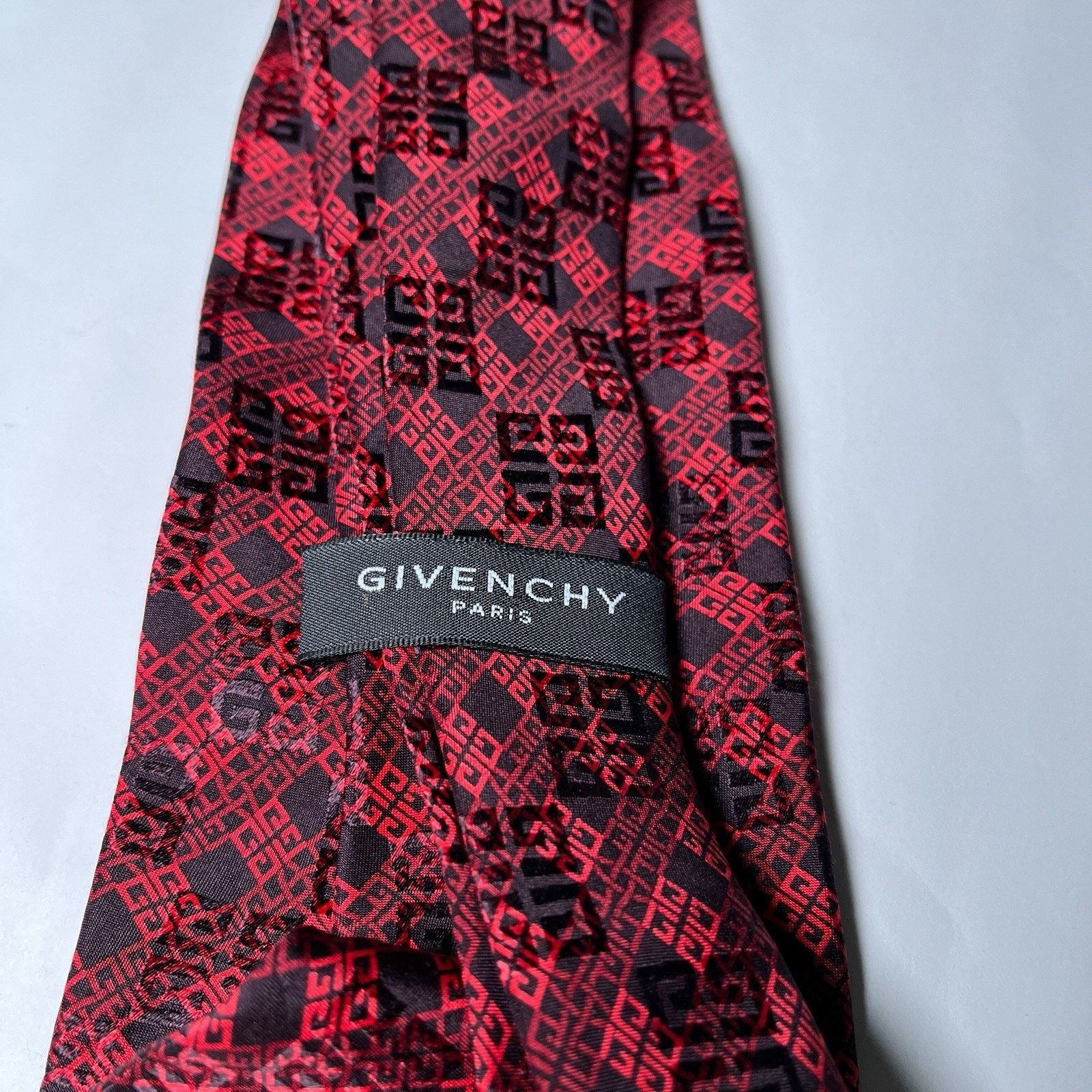 Givenchy Givenchy Red Black Silk Logo Print Necktie Designer Italy Size ONE SIZE - 5 Thumbnail