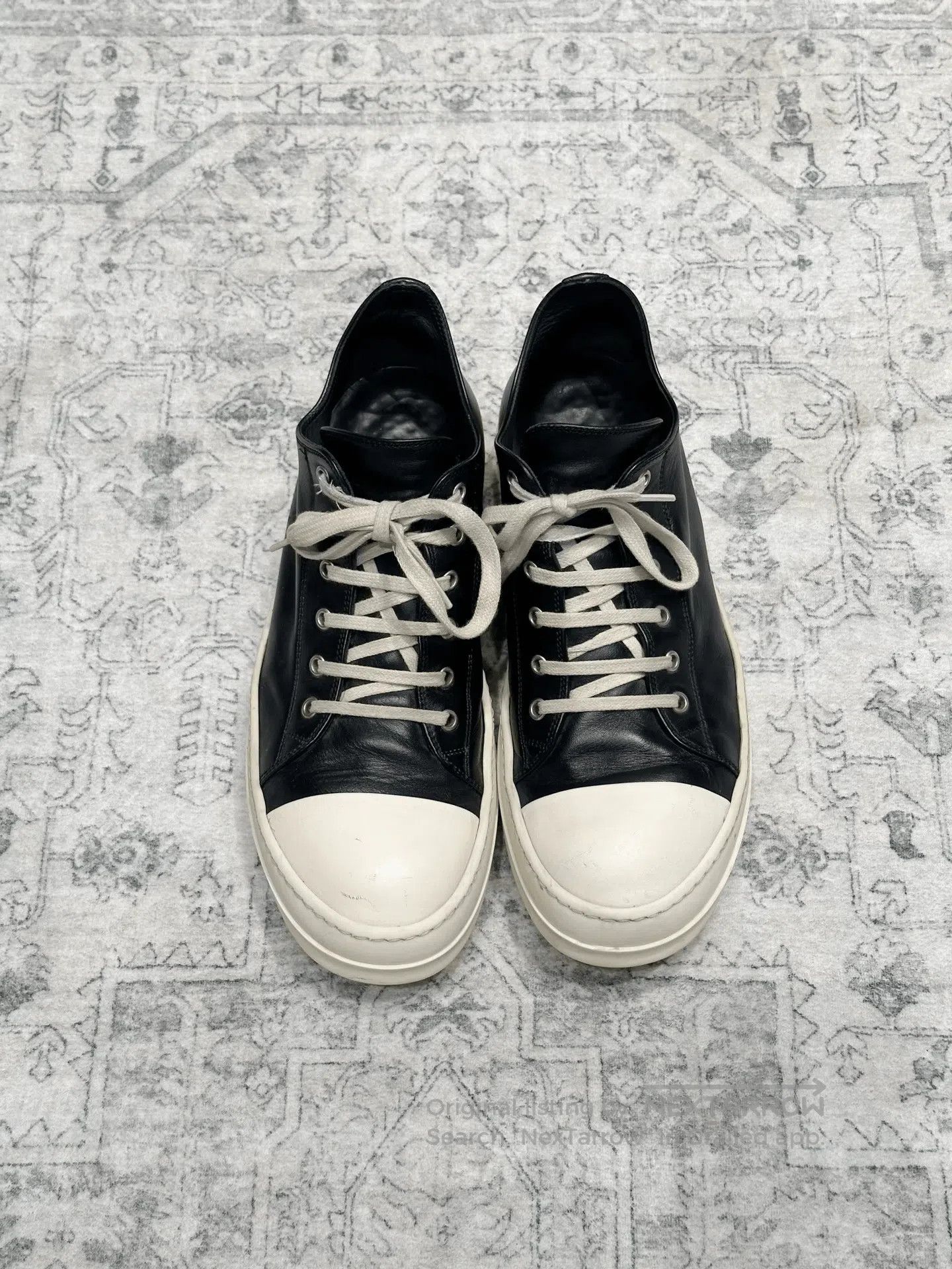 Rick Owens Rick Owens x Converse Low Top Leather Black White. Size US 10 / EU 43 - 3 Thumbnail