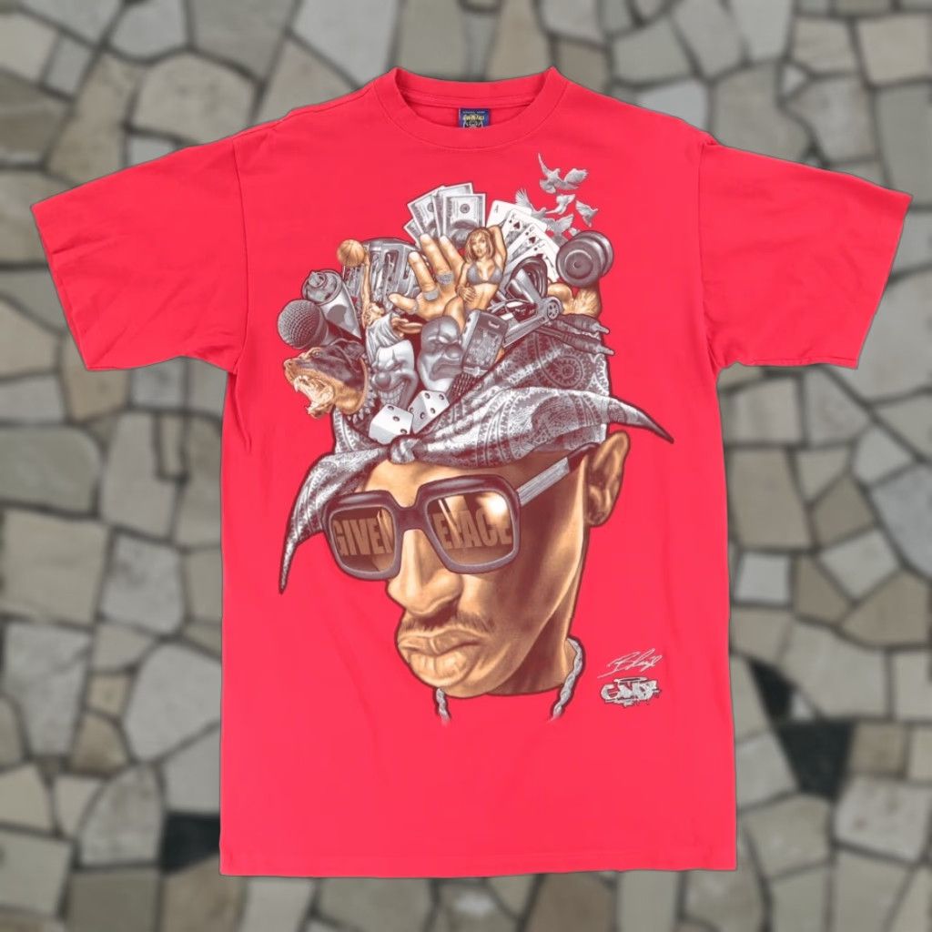 Vintage VTG Give Me Face 2 Pac Rap Solid T-Shirt Red Men's L Shirt (VTG) Size US L / EU 52-54 / 3 - 1 Thumbnail