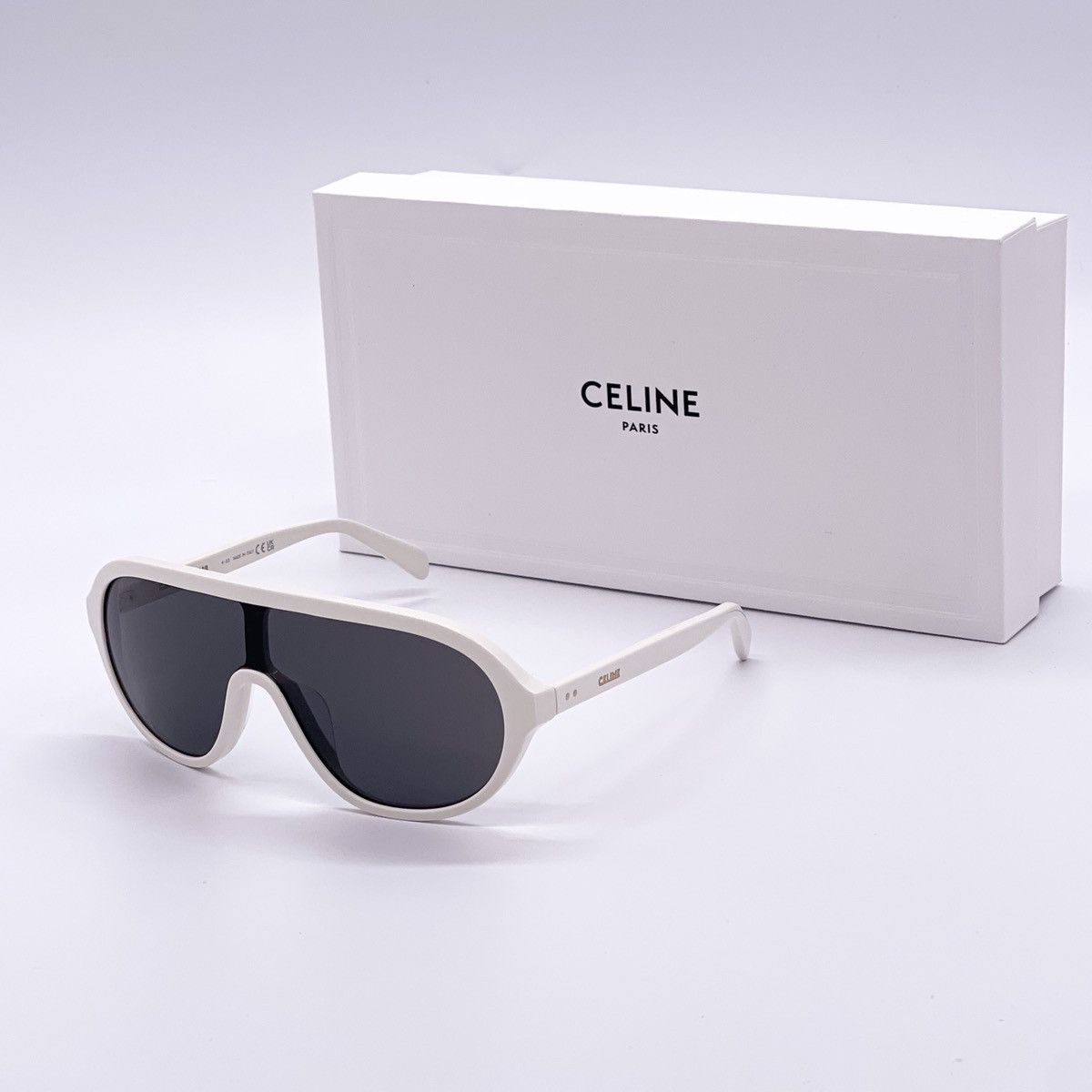 image of New Celine Sunglasses Cl40234I 25A Unisex Shield Eyewear in White, Women's
