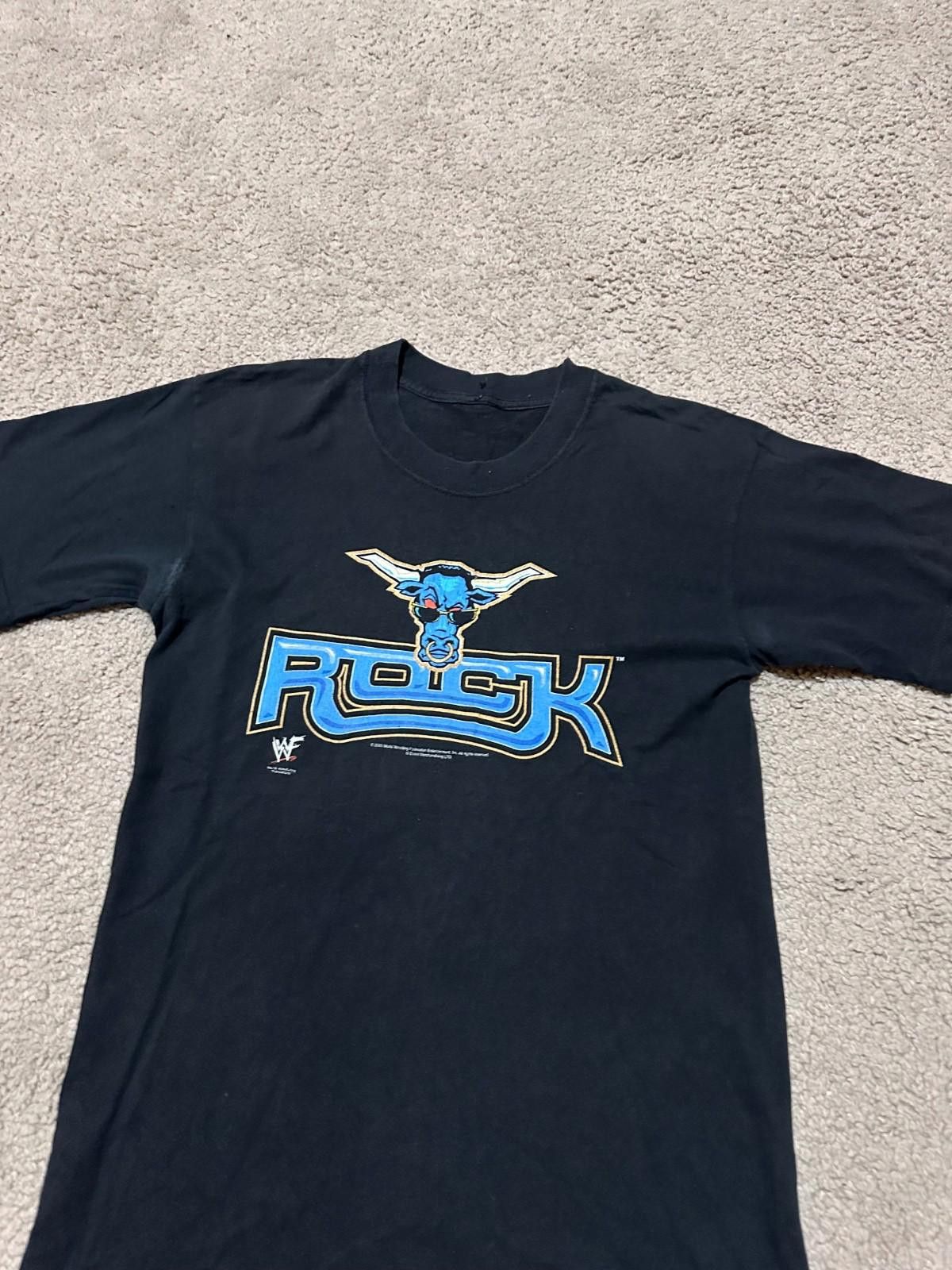 WWE 2000 Wrestling T Shirt The Rock Size M Black WWE Size US M / EU 48-50 / 2 - 3 Thumbnail