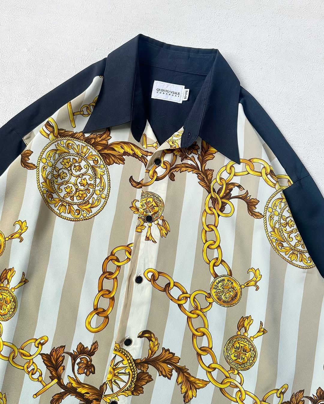 Designer × Vintage QUINTO VIALE 90’s GOLD BAROQUE SHIRT Size US XL / EU 56 / 4 - 2 Thumbnail