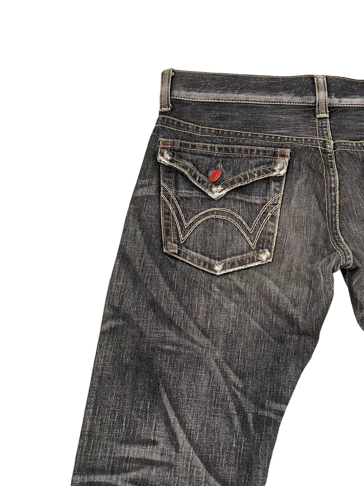 Japanese Brand Flare Jeans Edwin Japan Faded Black Distress Boot Cut 8🟦2 Size US 33 - 17 Thumbnail