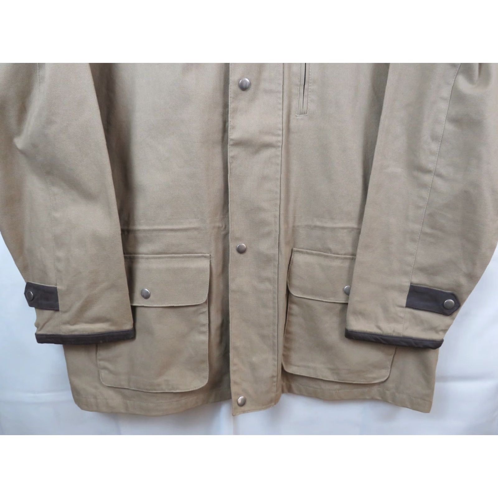 Vintage VINTAGE AMI MENS Jacket Canvas Outerwear Beige XL Leather Trim Collar & Sleeve CASUAL Men XL Beige Canvas Jacket Leather Trim Collar & Sleeve AMI MENS Size US XL / EU 56 / 4 - 2 Thumbnail