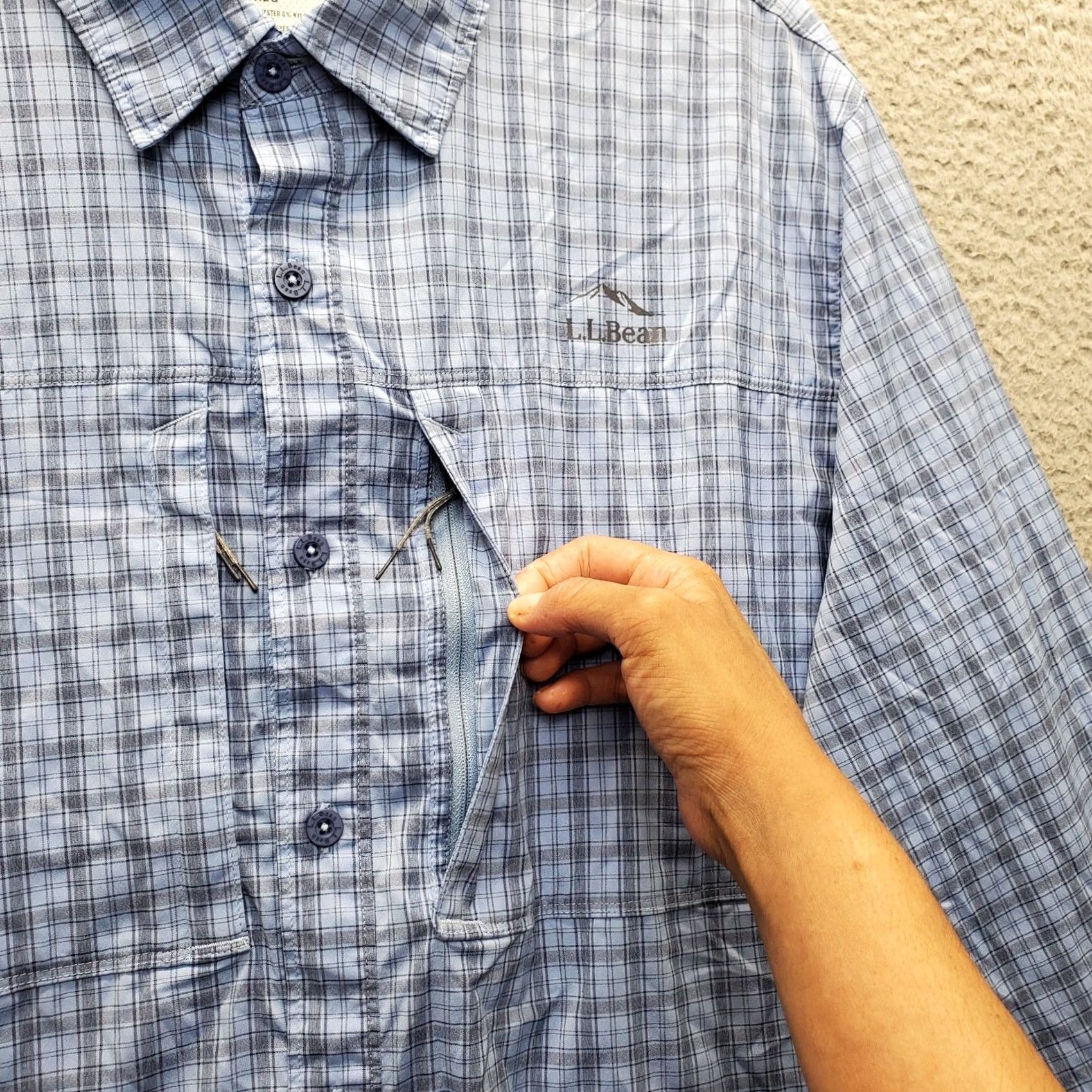 Vintage L.L. Bean Mens XL Vented Fishing Shirt Plaid Lined Regular Button-Up Folded Breathable Pockets Stretch Shirt Size US XL / EU 56 / 4 - 6 Thumbnail