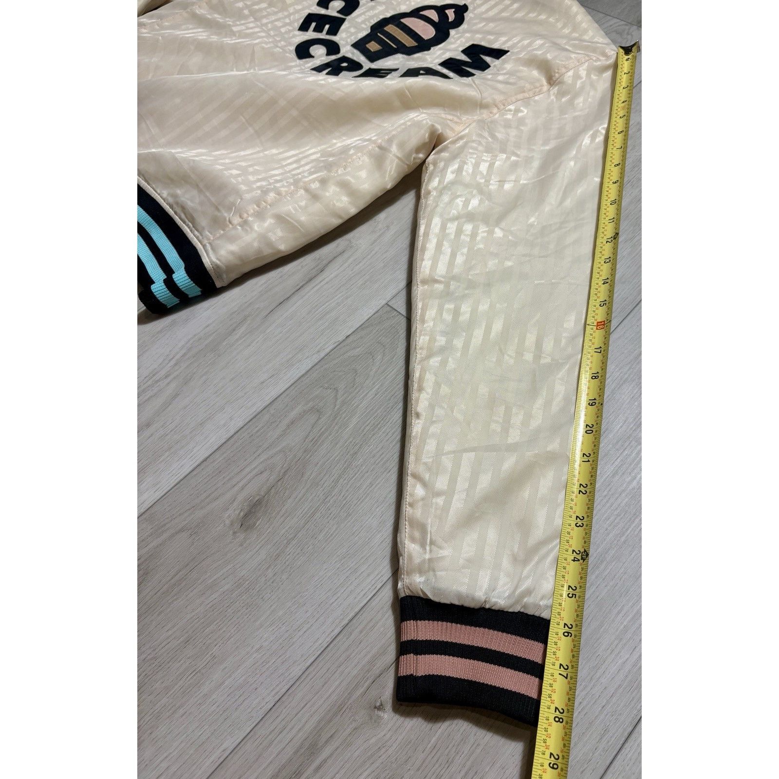 Icecream Ice Cream BBC Satin Varsity Jacket Cream Striped Bomber M Size US M / EU 48-50 / 2 - 23 Thumbnail