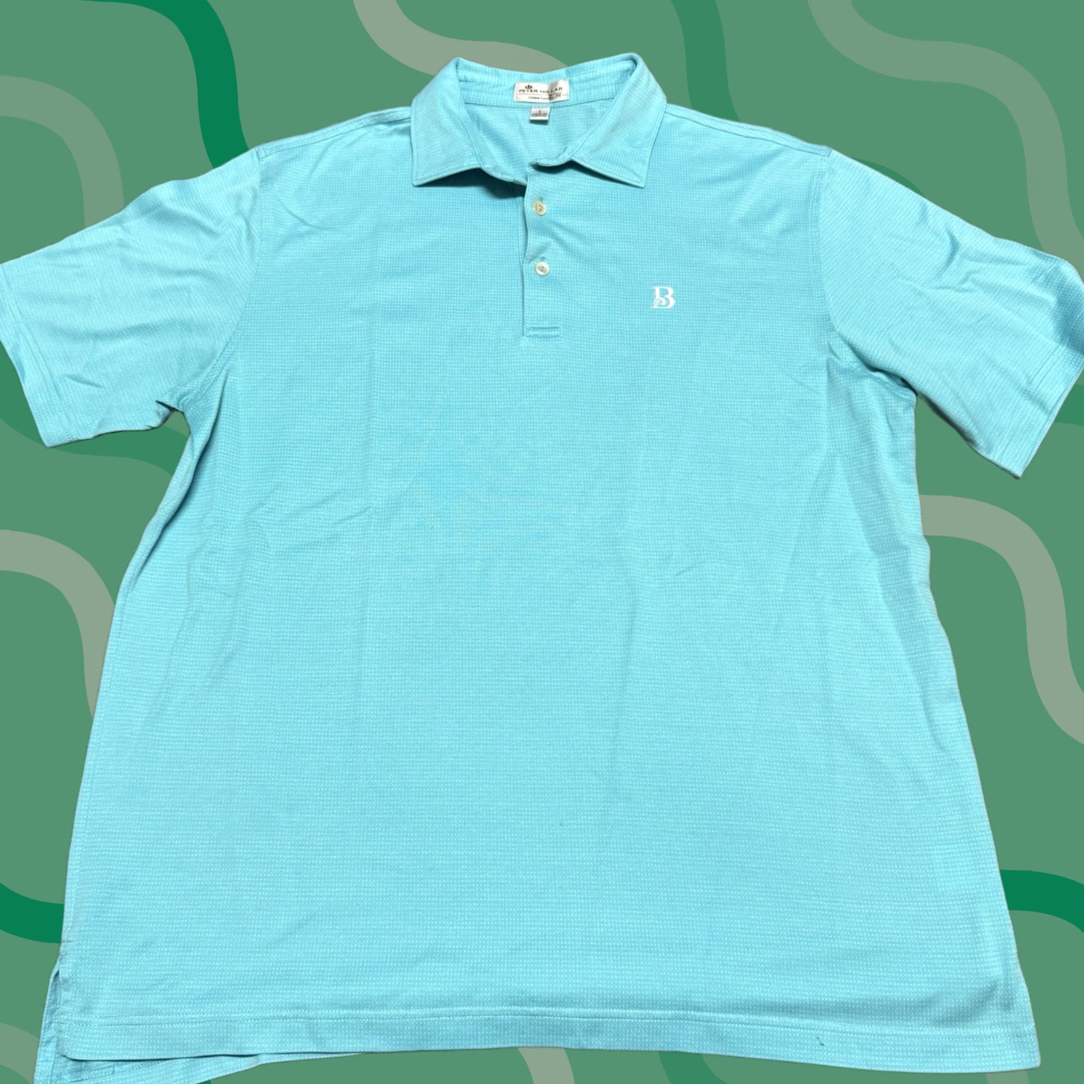 Peter Millar VINTAGE Peter Millar Crown Ease Polo Shirt Mens L Blue 100% Cotton Knit Short Sleeve Button Collar Sport Golf Tennis Preppy Fashion Best Keywords Size US L / EU 52-54 / 3 - 1 Thumbnail