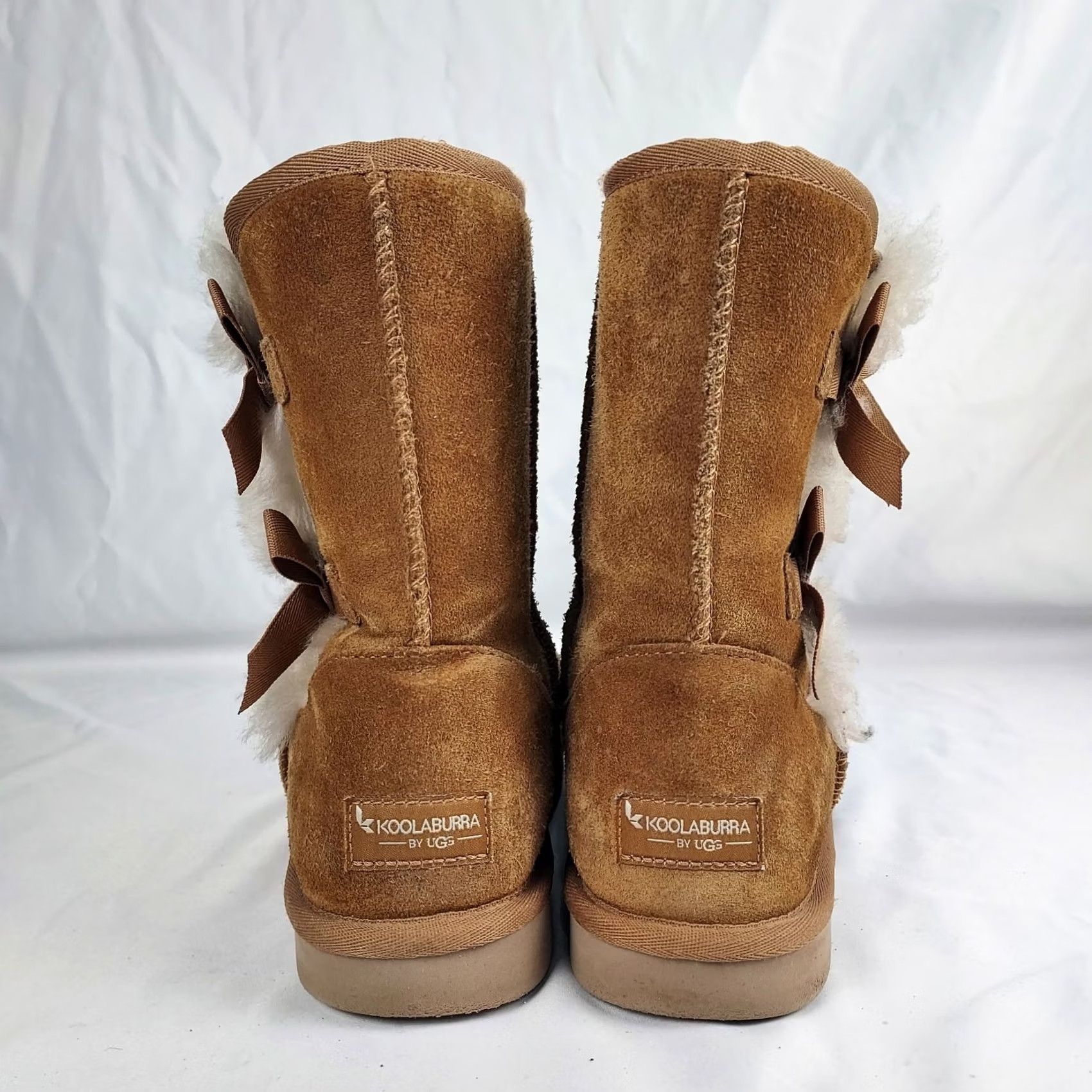 Vintage Koolaburra by UGG Women’s Boots Chestnut Suede Faux Fur Bow Winter Boots 8 Brown Suede Mid-Calf Snow Boot Womens Size US 8 / IT 38 - 3 Thumbnail
