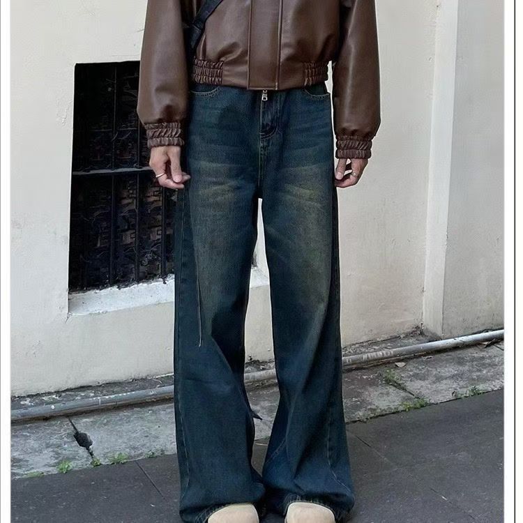 Japanese Brand × Jean American washed retro straight all-match distressed jeans Size US 32 / EU 48 - 1 Thumbnail