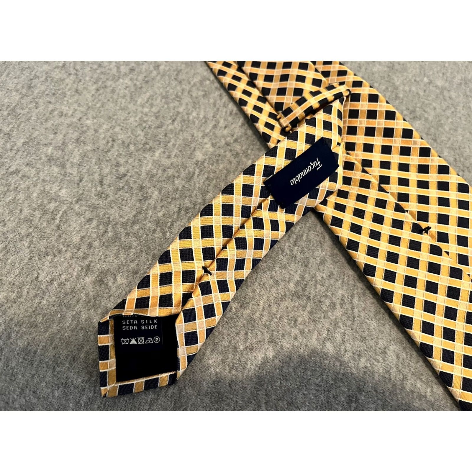 Faconnable Façonnable Tie Men Multicolor Silk Geometric Diamonds 57"-60" Blue Yellow 100% Silk Size ONE SIZE - 3 Thumbnail