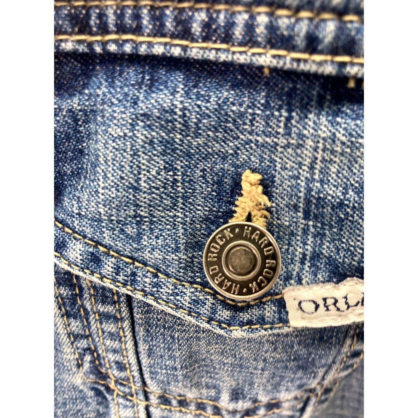 Hard Rock Cafe VINTAGE Hard Rock Vault Orlando Jacket Womens Medium Blue Denim Button Front Casual Travel Size M / US 6-8 / IT 42-44 - 6 Thumbnail