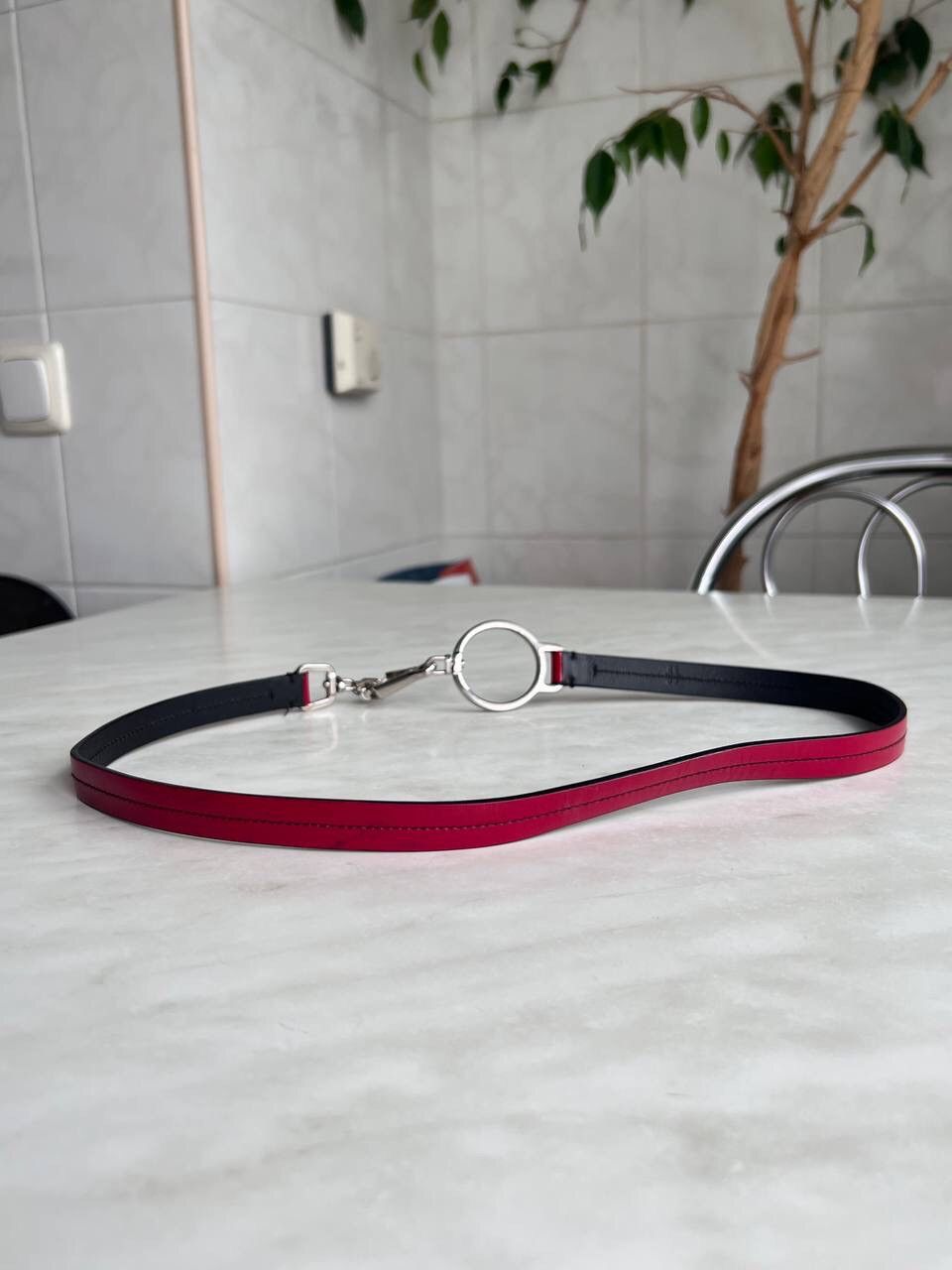 Prada × Vintage PRADA Womens Logo Buckle Belt y2k grunge red leather Size ONE SIZE - 8 Thumbnail