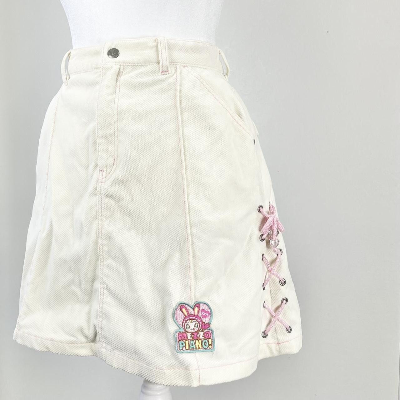 Japanese Brand ✩ Mezzo Piano Off-White Embroidered Berrie-Chan Heart Midi Size 25" / US 0 / IT 36 - 2 Thumbnail