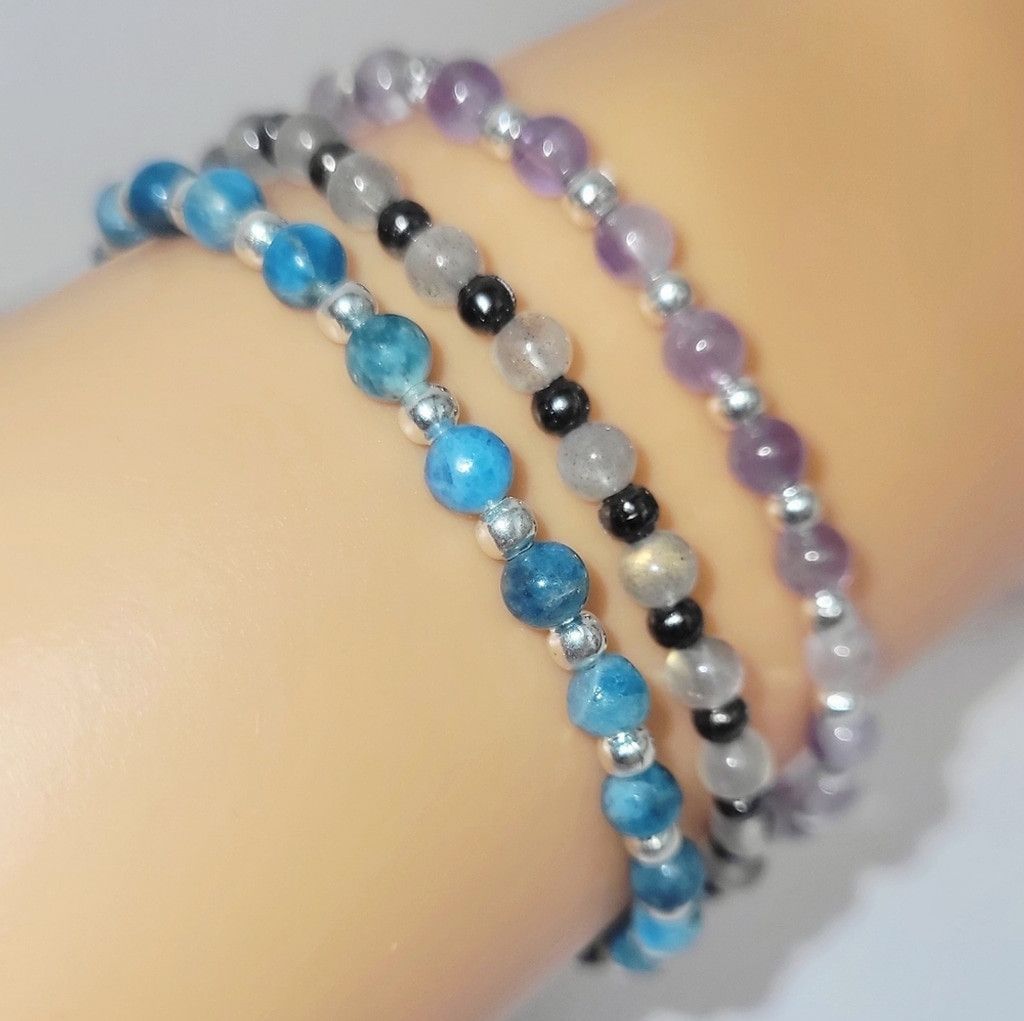 Handmade Natural Gemstone 4mm Dainty Beaded Bracelets Size ONE SIZE - 4 Thumbnail