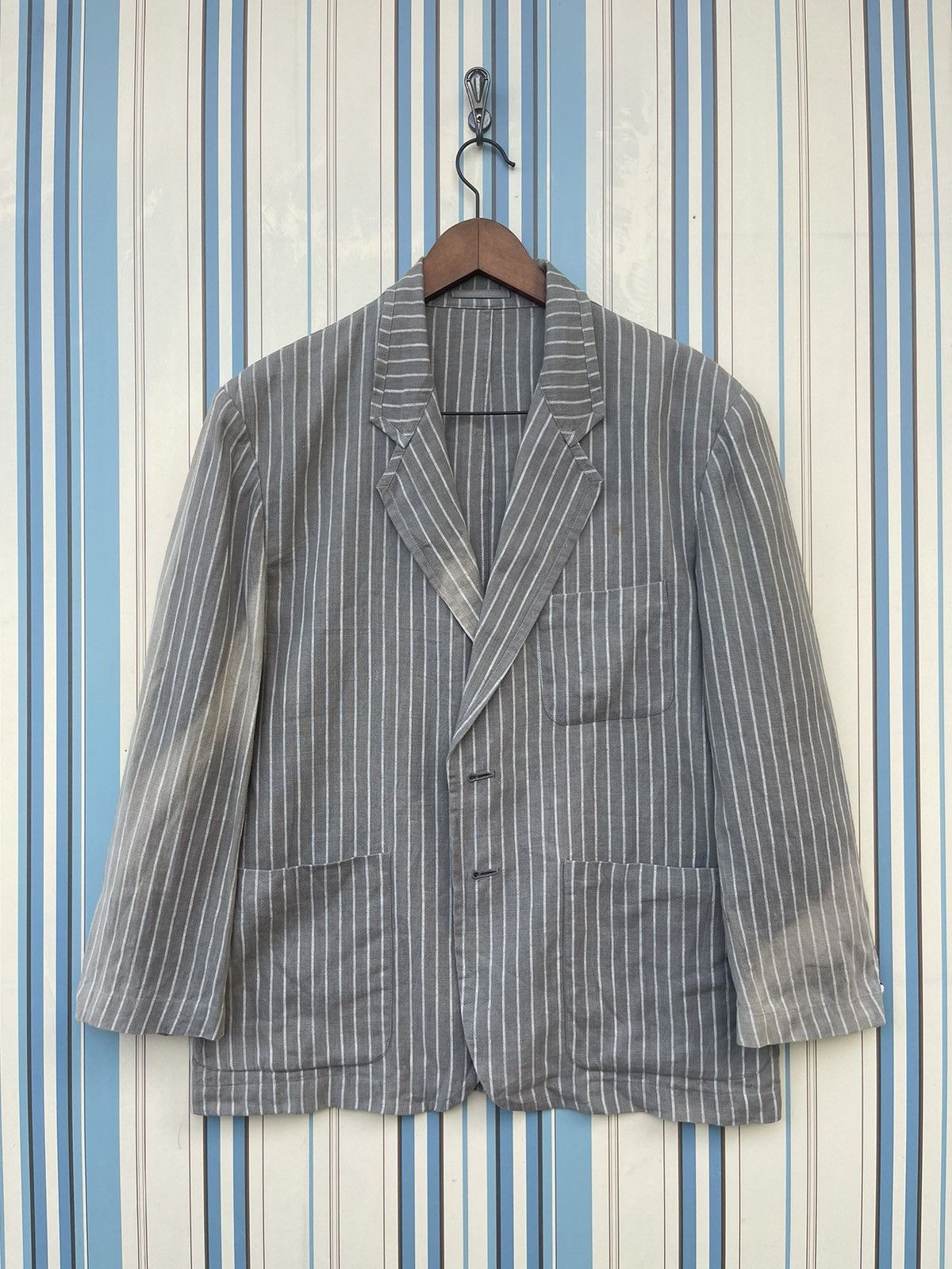 Veste Vintage Comme Des Garçons Homme - Taille S, Blazer En Laine, Gris, Occasion Très Bon état