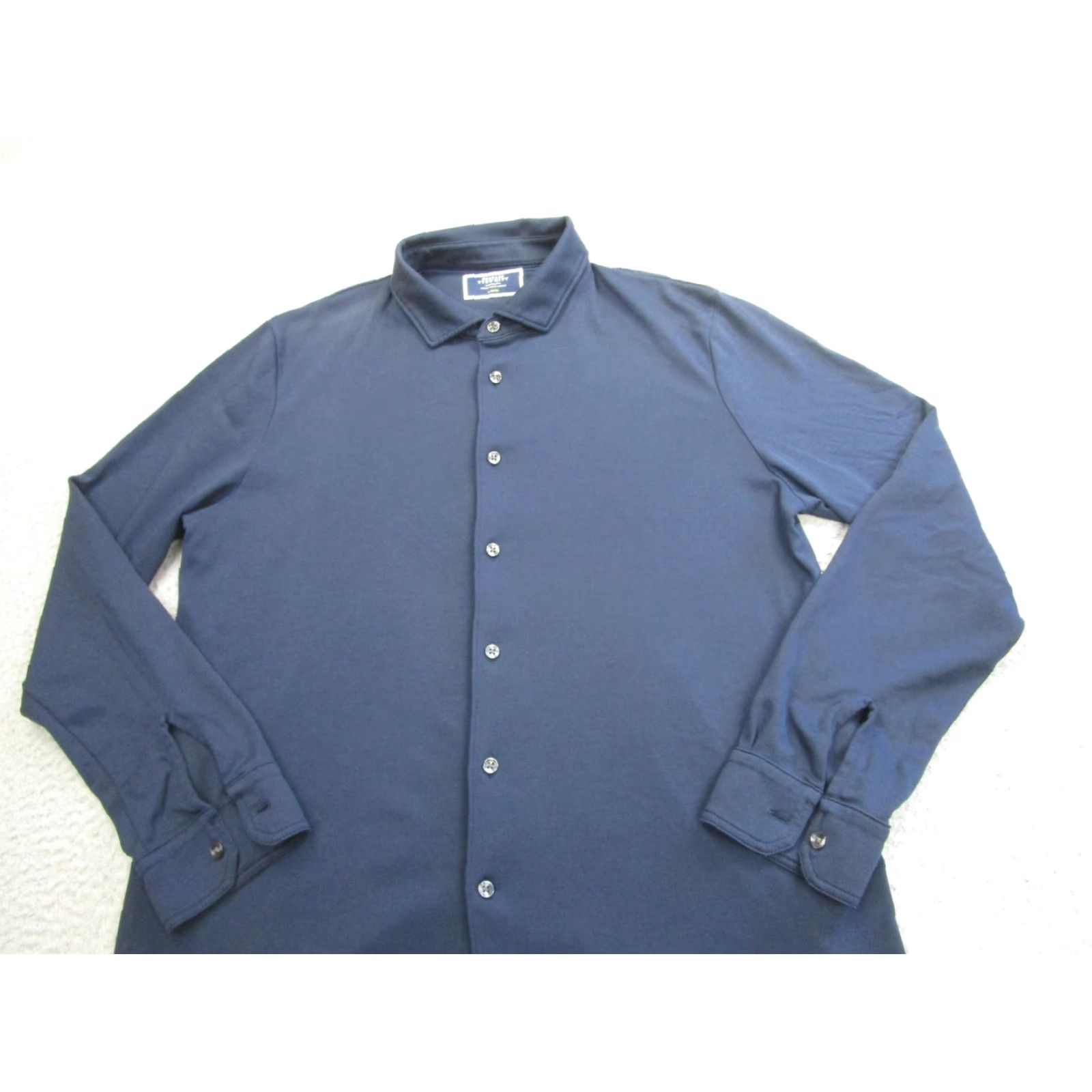 Charles Tyrwhitt Charles Tyrwhitt Shirt Mens Large Navy Blue Long Sleeve Button Front Cotton Size US L / EU 52-54 / 3 - 2 Thumbnail