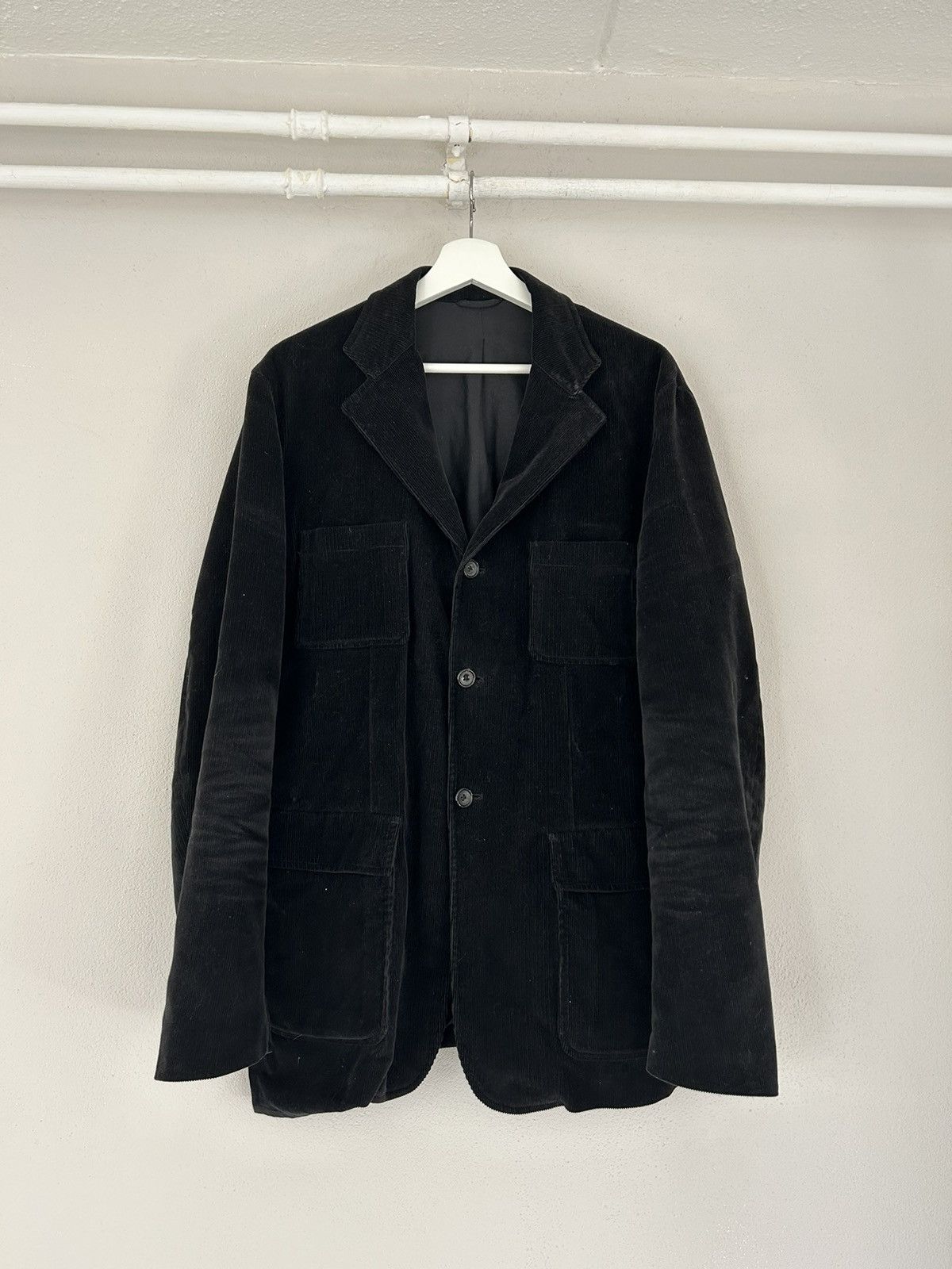 image of Jil Sander Black Corduroy Blazer Jacket, Men's (Size Medium)