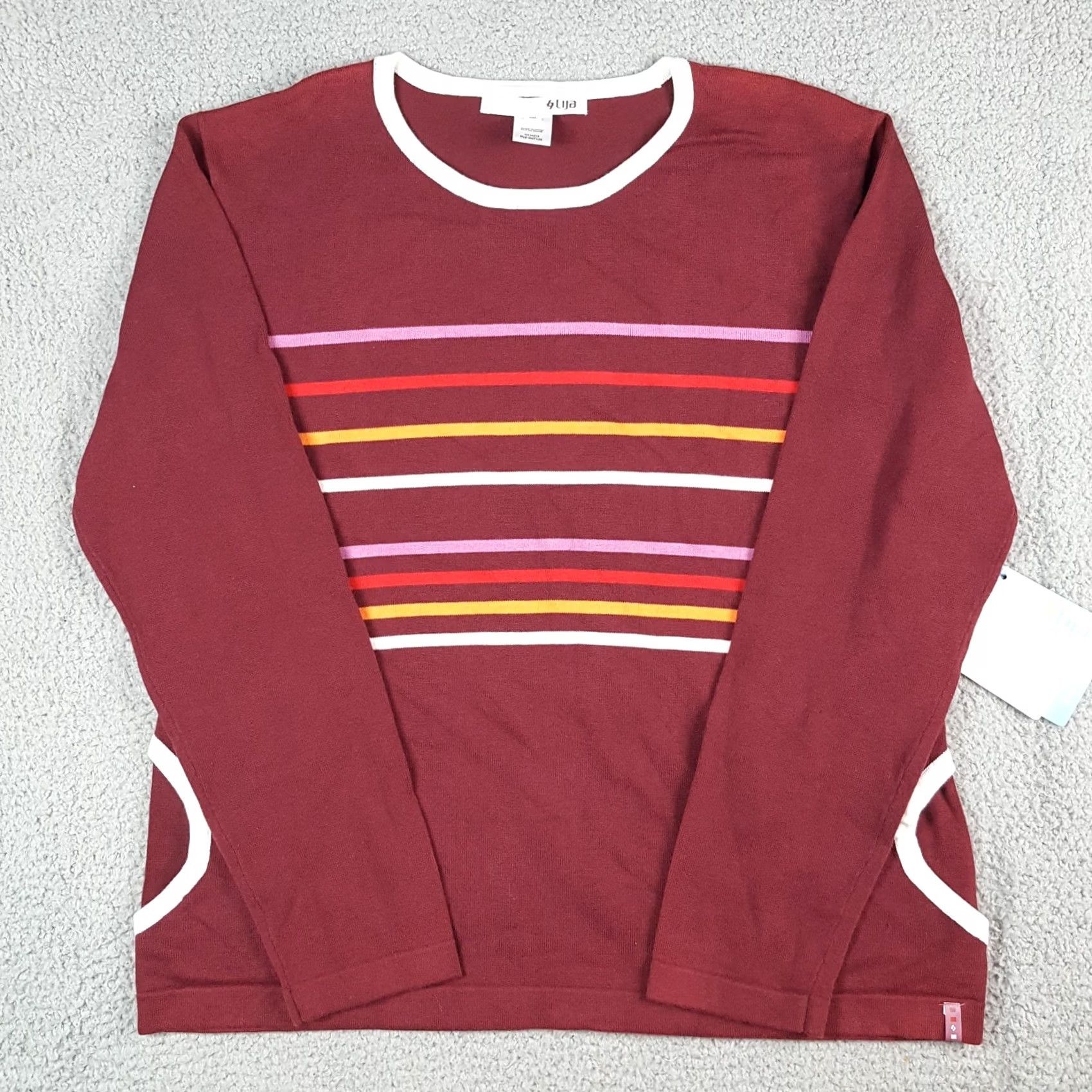 Vintage VINTAGE Striped Red Lightweight Pockets Women's 2XL Preppy Knit Pullover Sweater Size XXL / US 16-18 / IT 52-54 - 2 Thumbnail