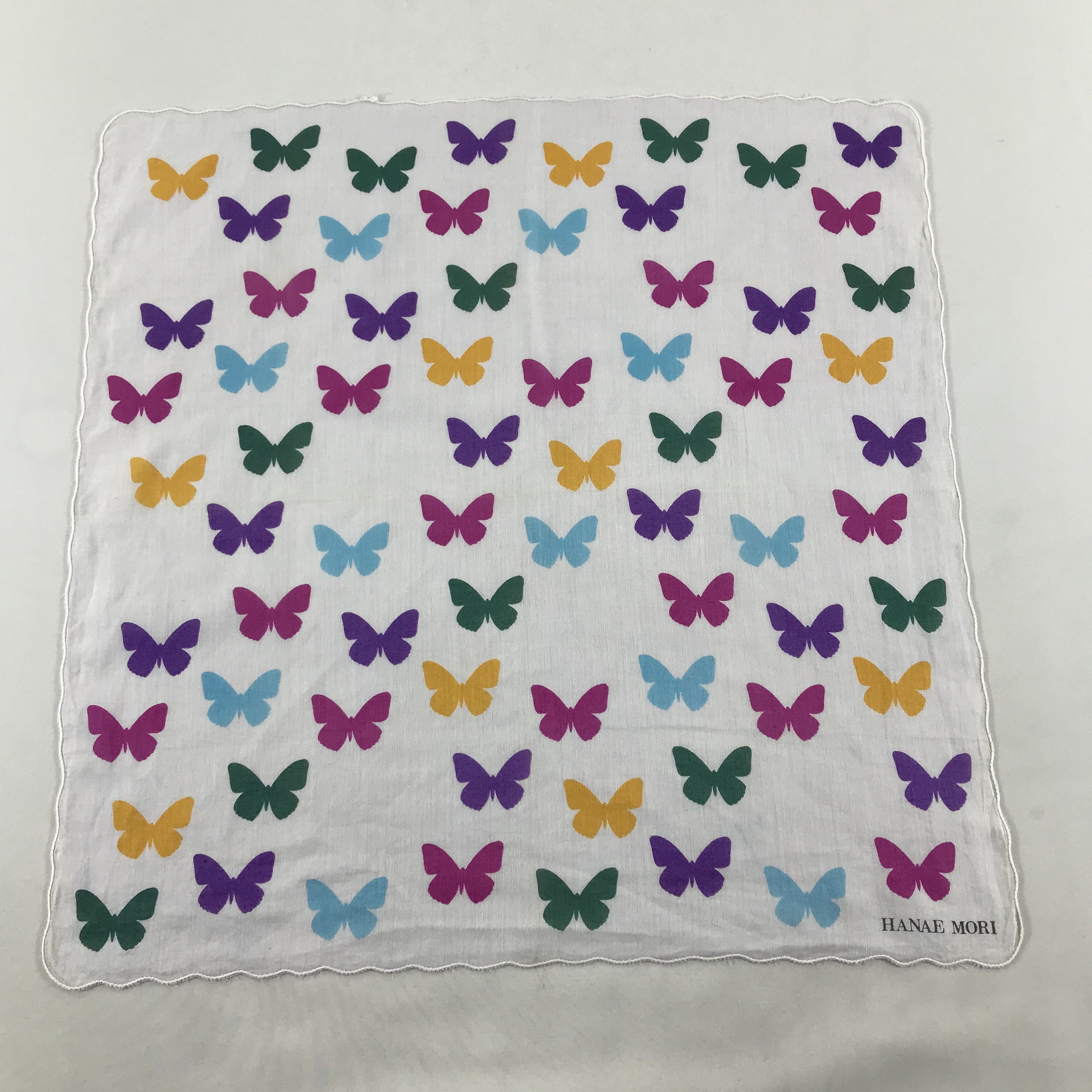 Hanae Mori × Vintage Hanae Mori Butterflies Handkerchief Neckerchief Bandana H25 Size ONE SIZE - 1 Thumbnail