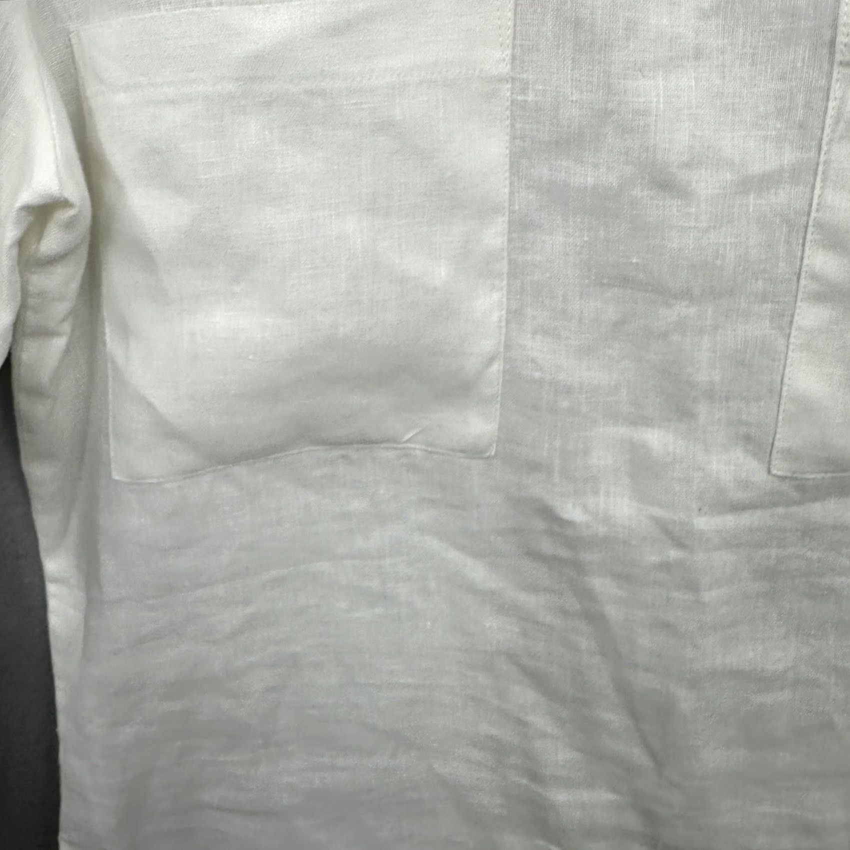Vintage Ronen Chen Blouse Womens 6 White Tunic Linen Lagenlook Minimalist Quiet Luxury Size M / US 6-8 / IT 42-44 - 3 Thumbnail