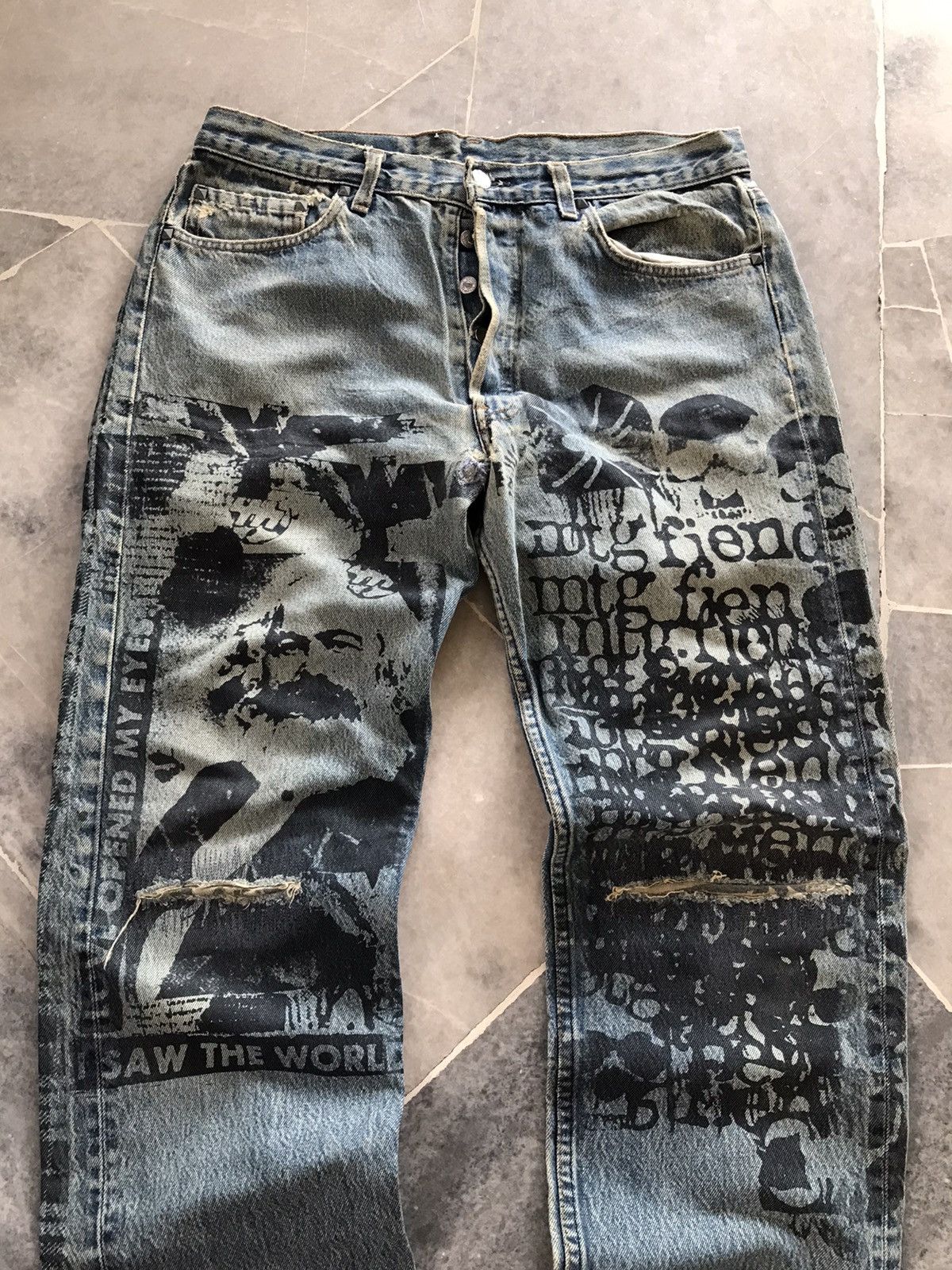Levi's Vintage Clothing × Montage Vintage Levi’s 501 Jeans Custom Montage denim Crowd Size US 34 / EU 50 - 2 Thumbnail