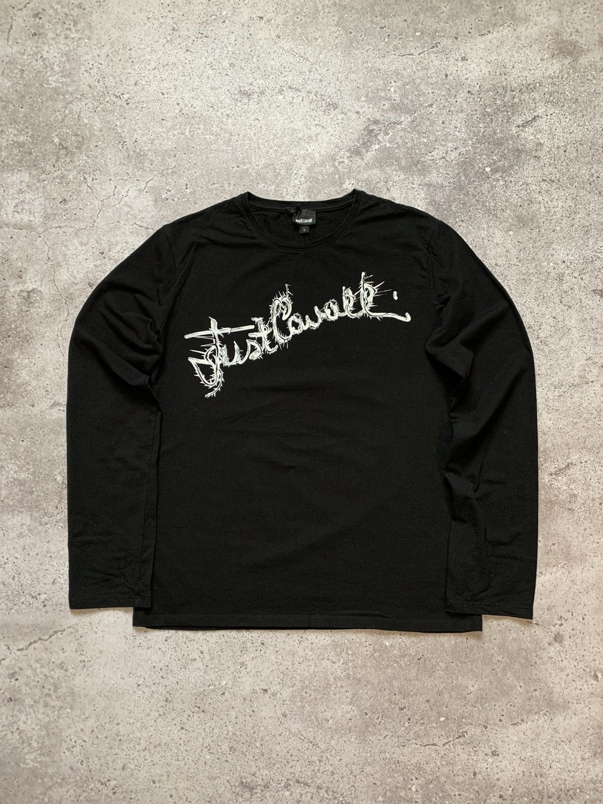 Just Cavalli Big Logo Black Long Sleeve T-Shirt