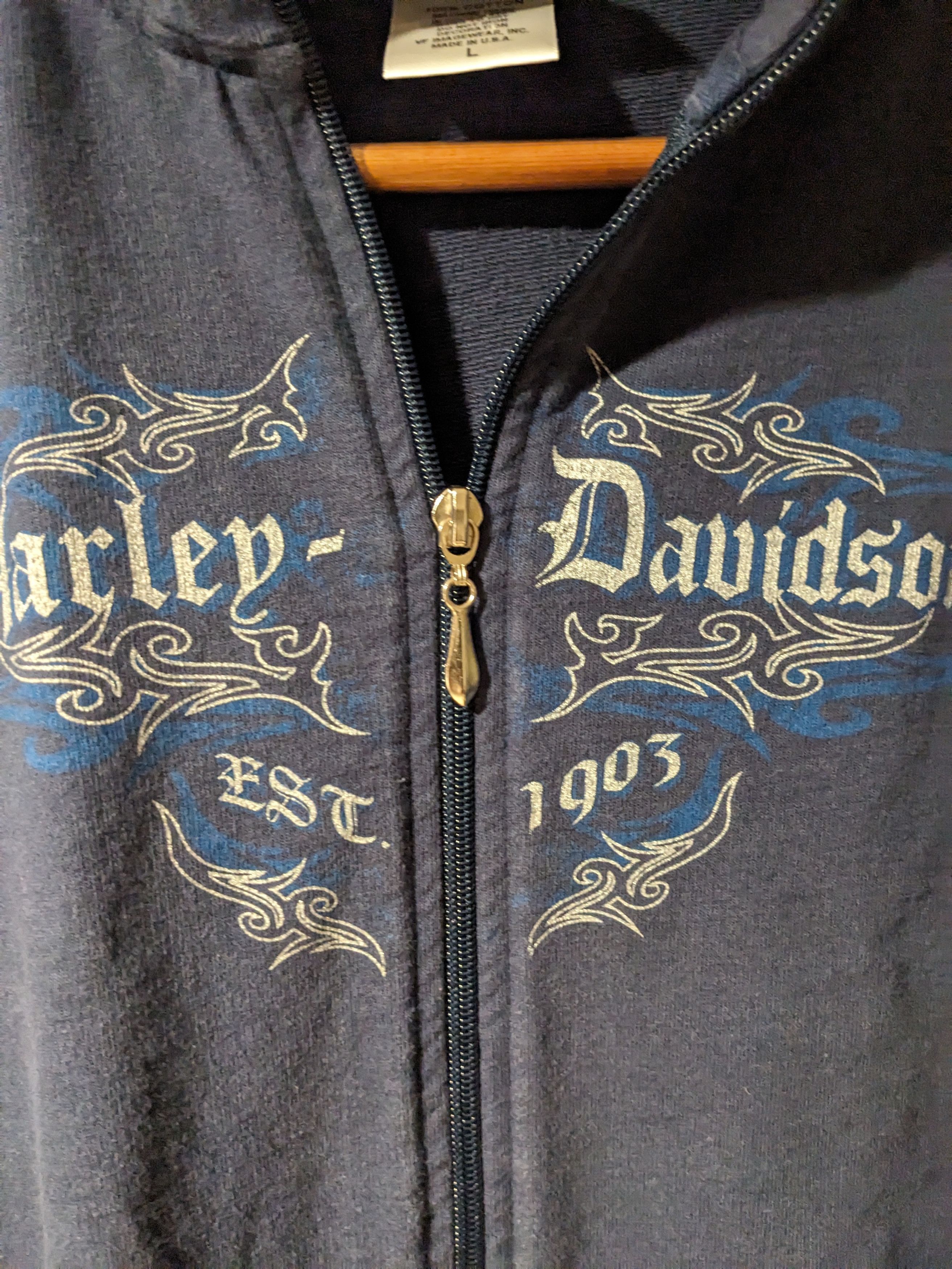 Harley Davidson × Vintage Vintage 2001 Harley Davidson Woman's Large Full Zip Hoodie Size L / US 10 / IT 46 - 2 Thumbnail