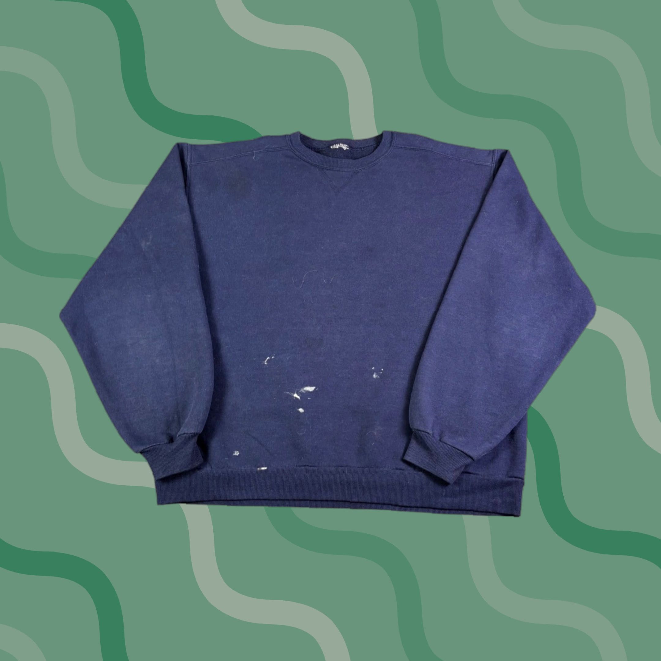 Vintage VINTAGE Navy Blue Crewneck Sweatshirt Men L Distressed Paint Splatter 90s Pullover Knit Polyester Athletic adidas Logo Large Size US L / EU 52-54 / 3 - 1 Thumbnail
