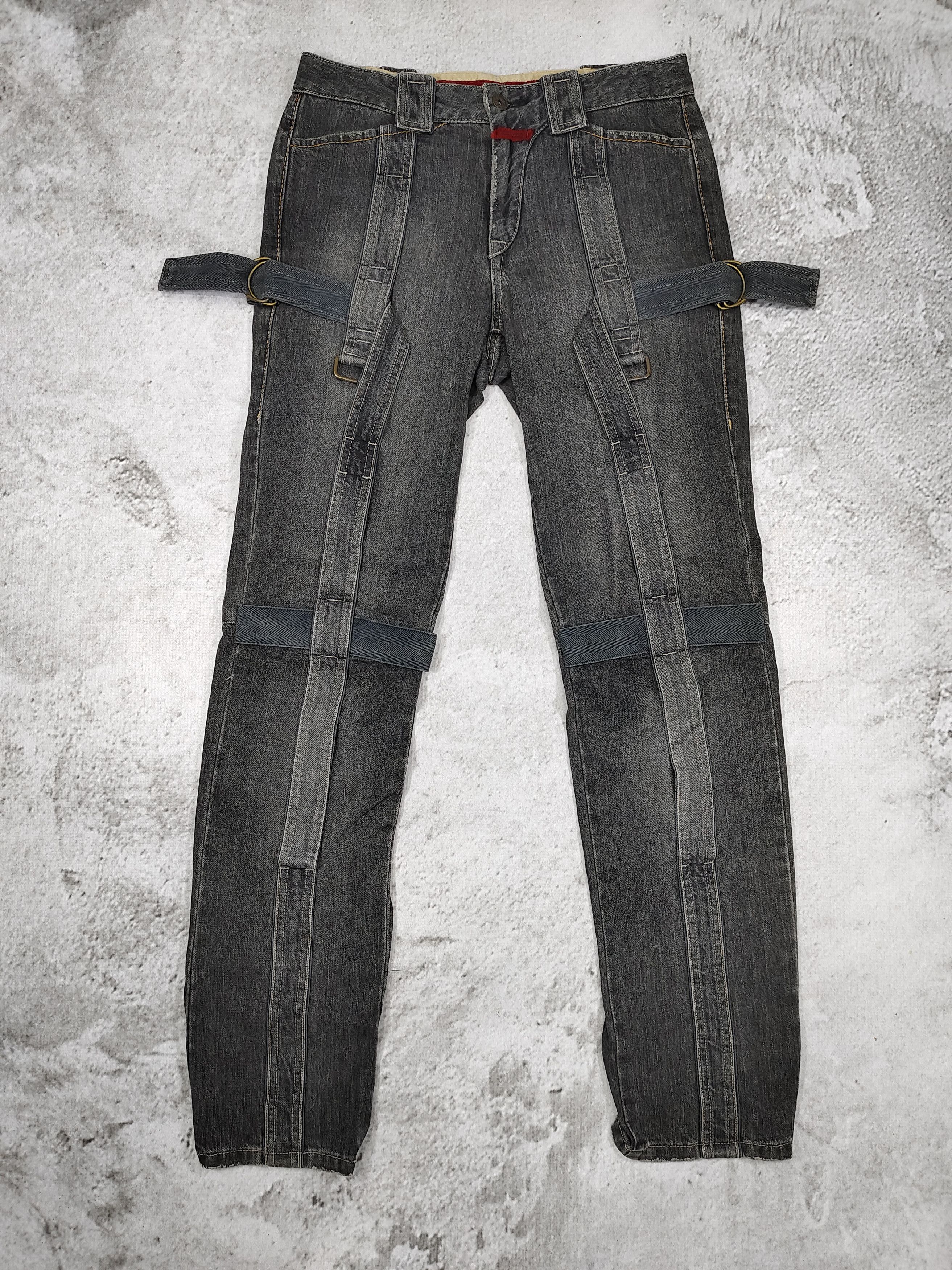 Marithe + Francois Girbaud 90s MFG- Cyber Grunge Strap Bondage Washed Jeans Size US 30 / EU 46 - 1 Thumbnail