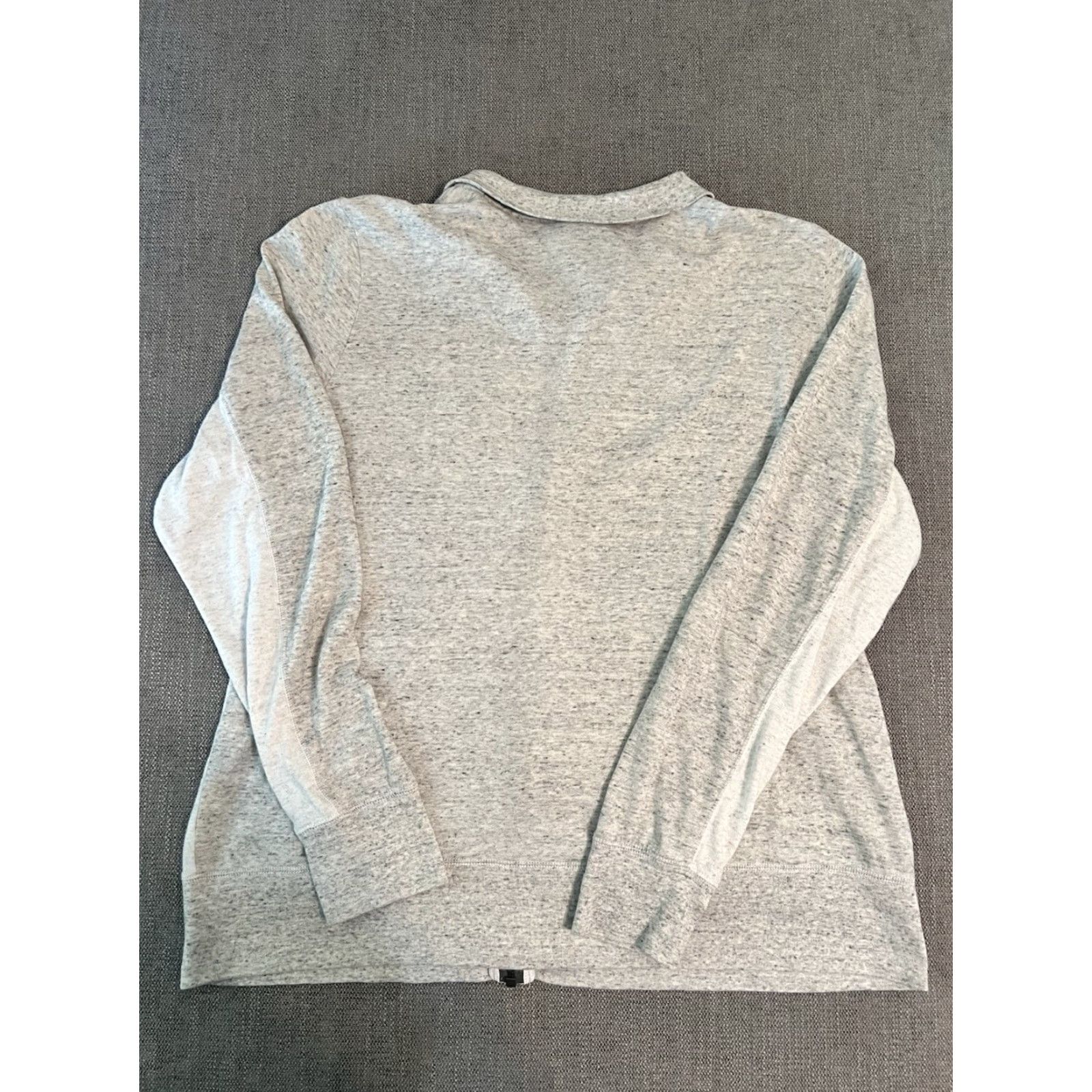 VINTAGE Nike Full Zip Jacket Heather White Organic Cotton Logo Women’s XL Y2K