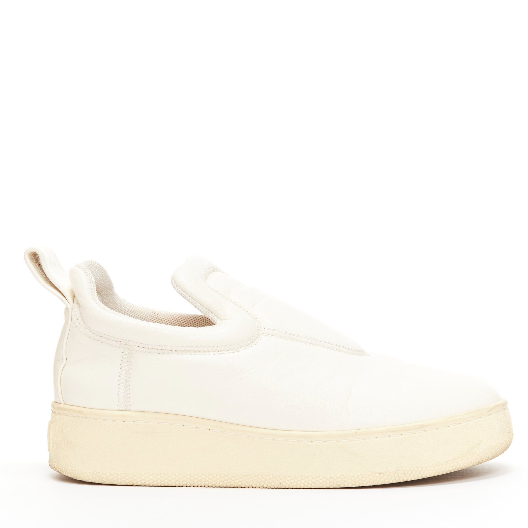 Celine OLD CELINE 2015 cream leather padded logo tab platform skate shoes EU35 Size US 5 / IT 35 - 1 Thumbnail