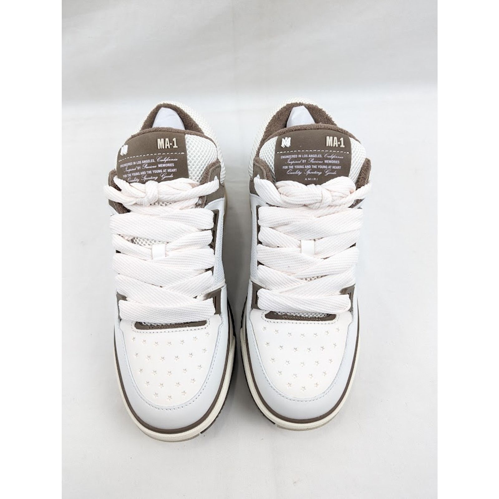Amiri o1rshd1 MA-1 Leather Sneakers in White/Brown Size US 14 / EU 47 - 14 Thumbnail