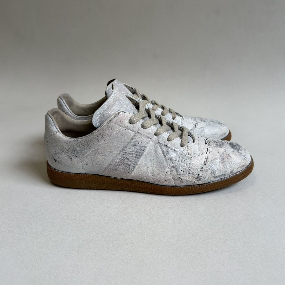 Maison Margiela White/Silver Painted OG GAT Sneakers Size US 13 / EU 46 - 4 Thumbnail