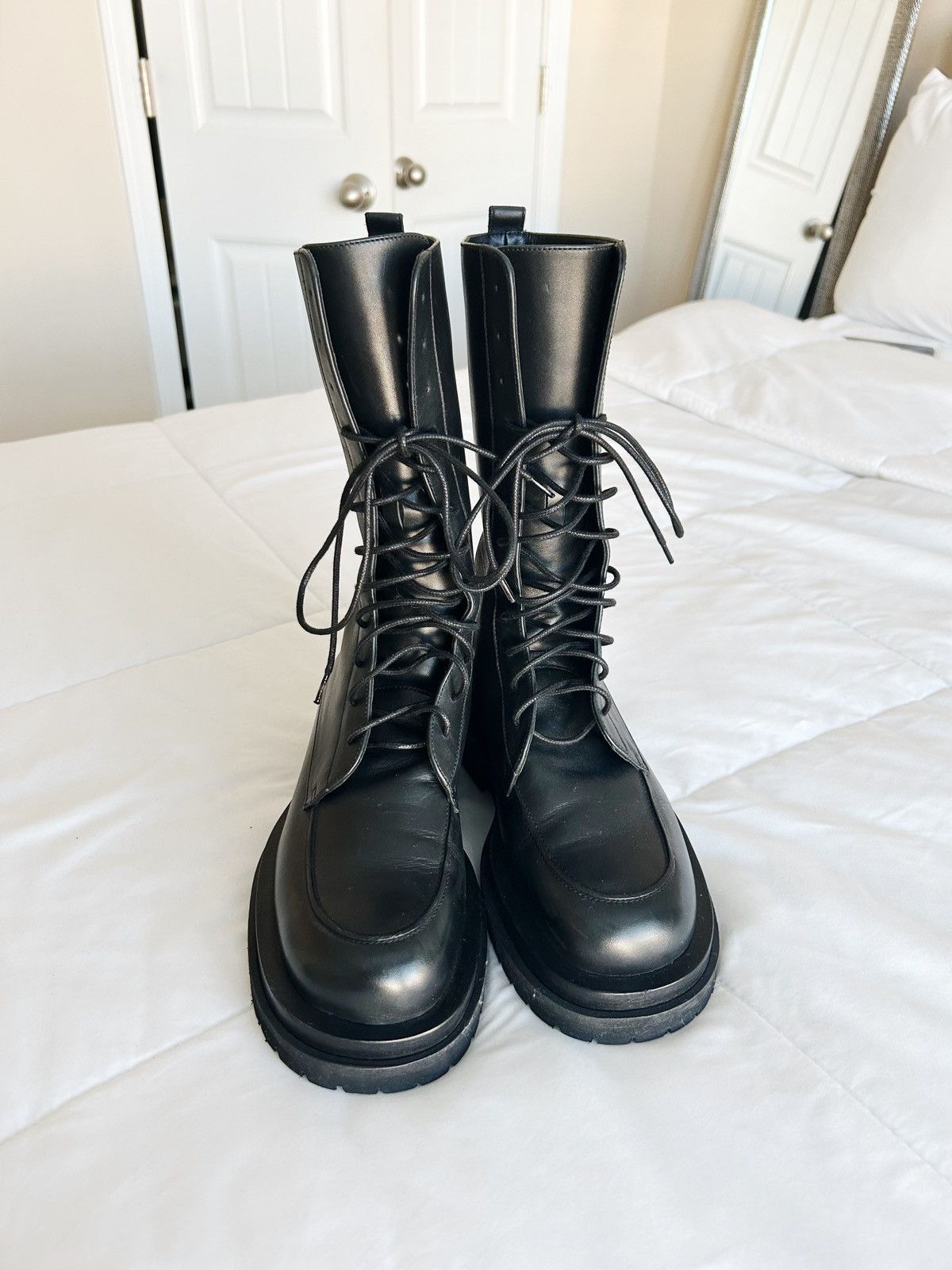 Magda Butrym Magda Butrym Black Leather Combat Boots Size US 7 / IT 37 - 2 Thumbnail