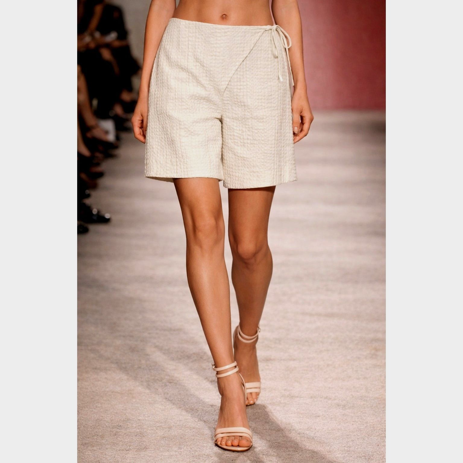 Free People Free People Pucker Check Wrap Around Shorts Oatmeal L Size 31" - 1 Thumbnail