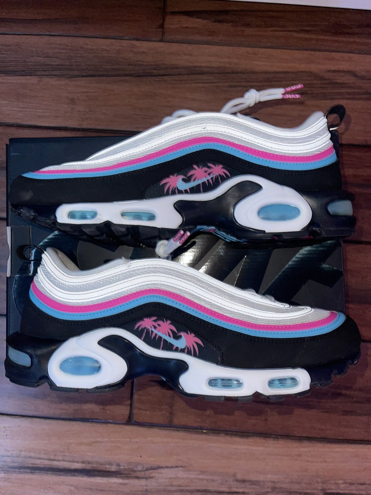 image of Nike Air Max Plus/97 Miami Away Shoes in White, Men's (Size 11)