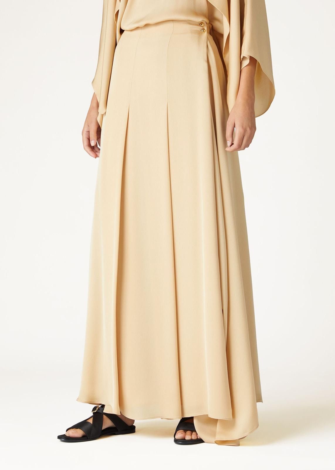 Loro Piana o1srvl11e0225 FAN8316 Linda Charmeuse Silk Skirt in Beige Size 28" / US 6 / IT 42 - 7 Thumbnail