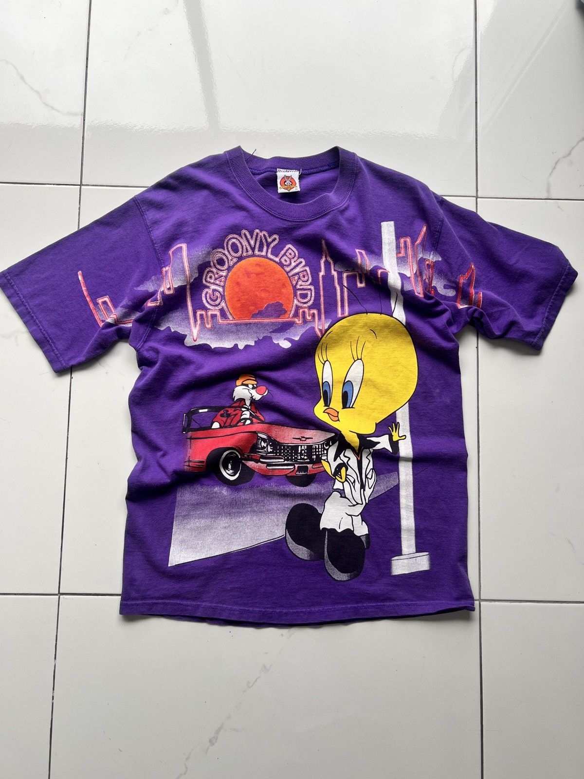 Warner Bros VTG Looney Tunes Groovy Bird City Tweety Sylvester Size US L / EU 52-54 / 3 - 1 Thumbnail