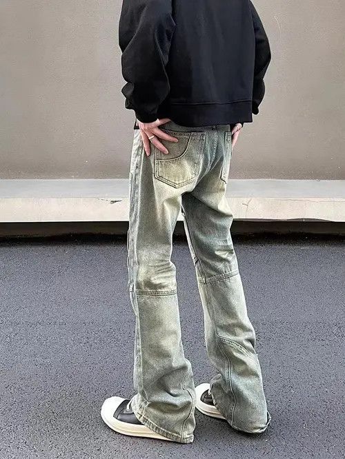 VIBE Retro yellow mud-dyed distressed work jeans Size US 30 / EU 46 - 8 Thumbnail