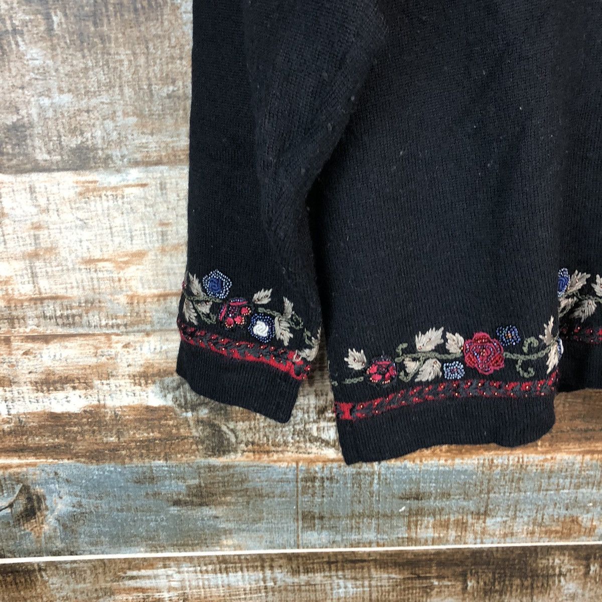 Homespun Knitwear × Japanese Brand Unchicpull Black art Patterned Cardigans #A2996 Size M / US 6-8 / IT 42-44 - 17 Thumbnail